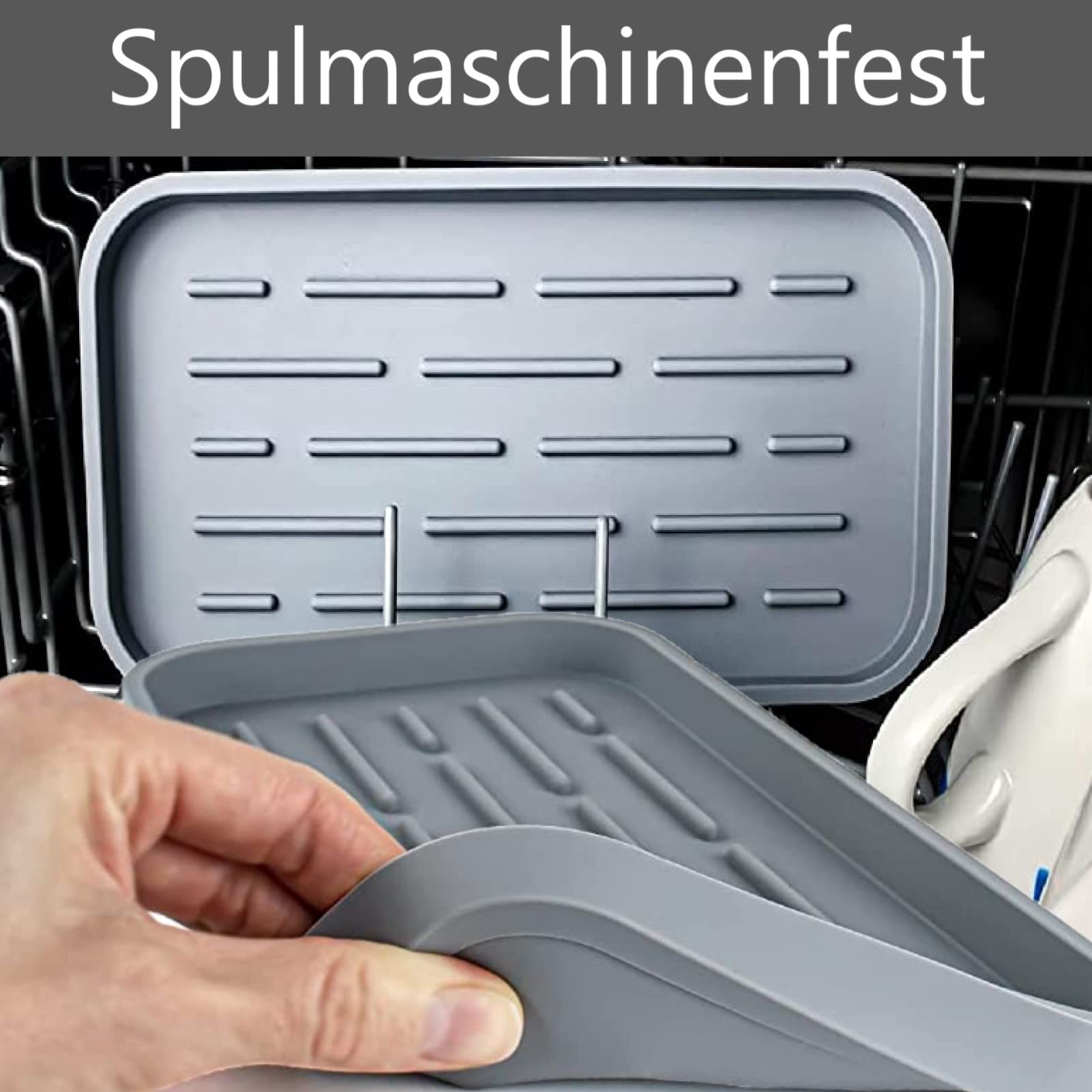HGYZE Porta Spugna e Scolapiatti Tappetino Silicone Grigio 25,5