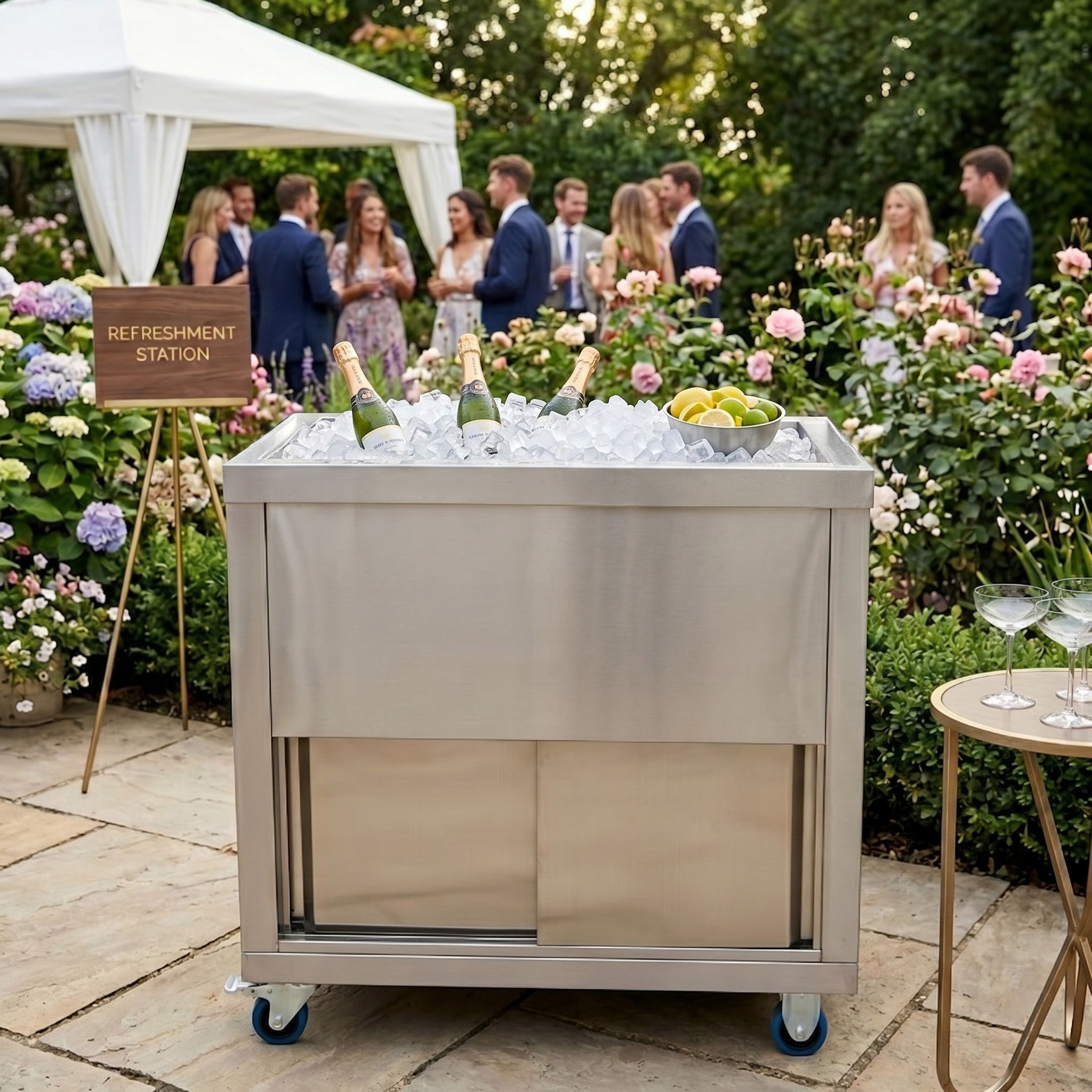 Q-Rax Carrello Portaghiaccio 80 cm carrello 86 L inox con ruote