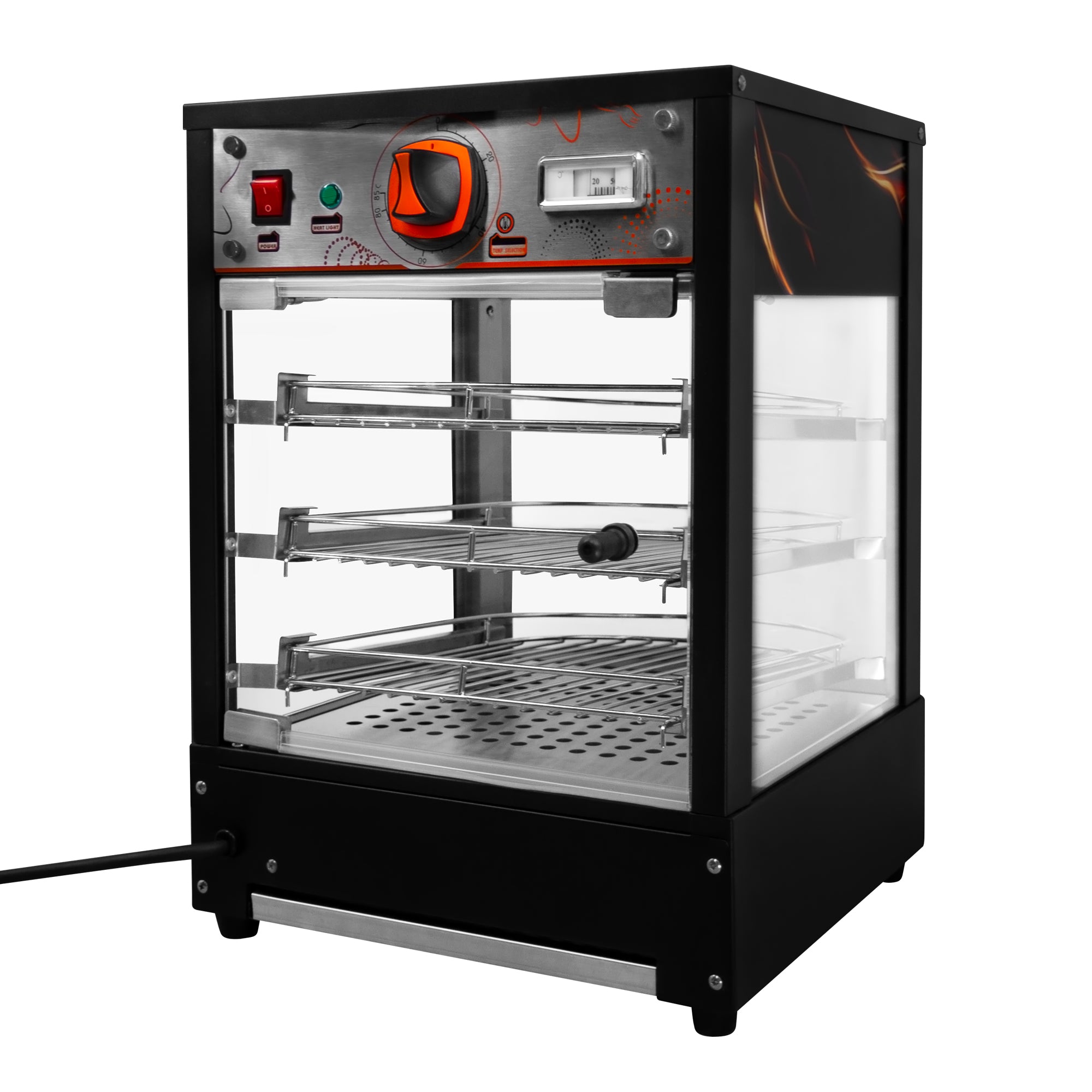Q-Rax vetrina pizza riscaldata vetro nero 3 ripiani 500W