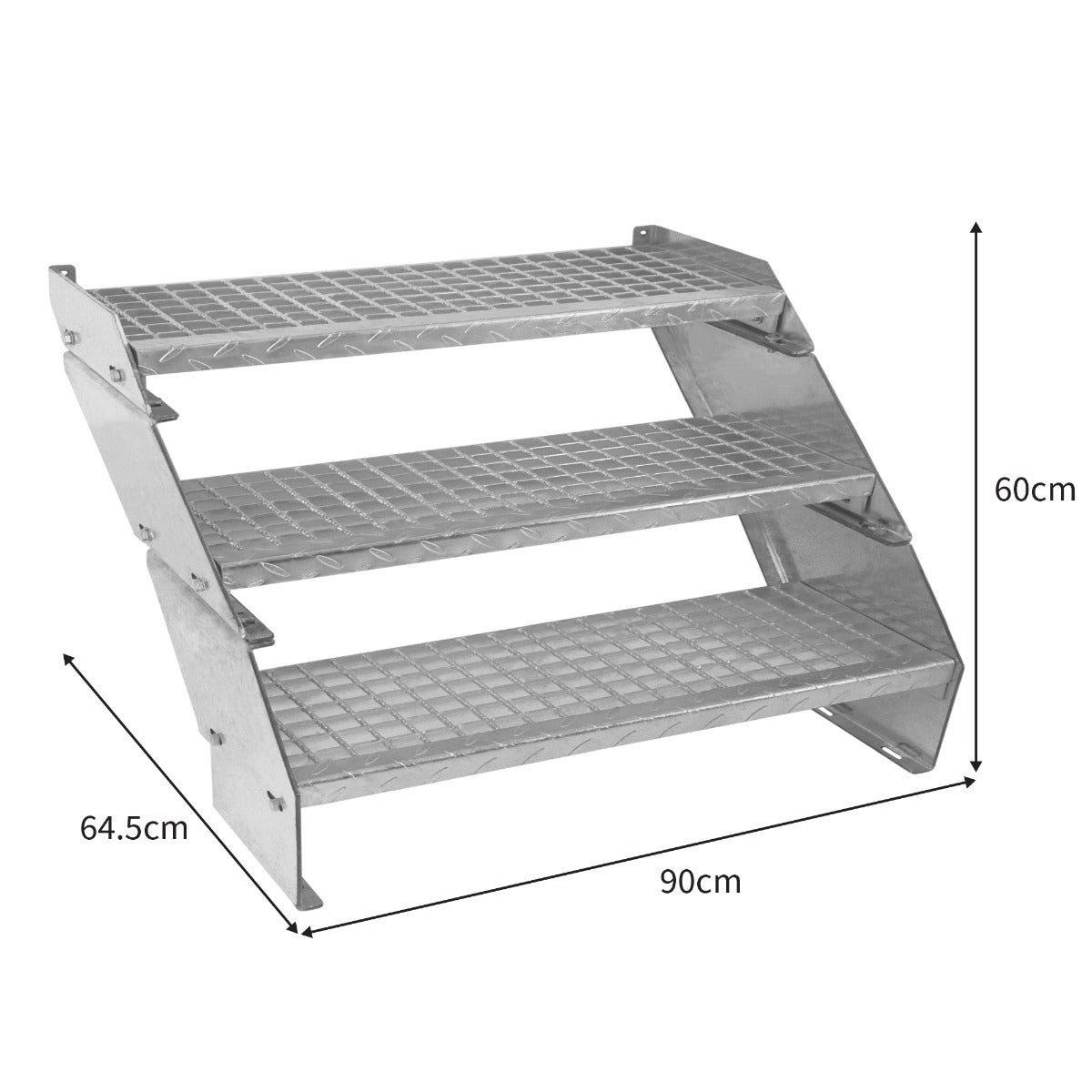 Q-Rax Scala Zincata 3 Gradini 900 mm Regolabile Componibile