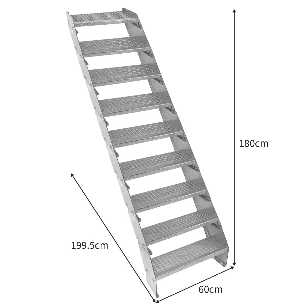 Q-Rax Scala Zincata Regolabile 9 Elementi 600 mm Acciaio