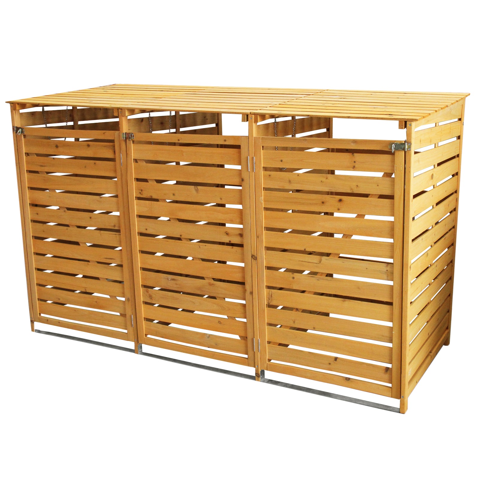 Q-Rax Deposito Copribidone Legno Triplo 3x240L Abete con Chiave