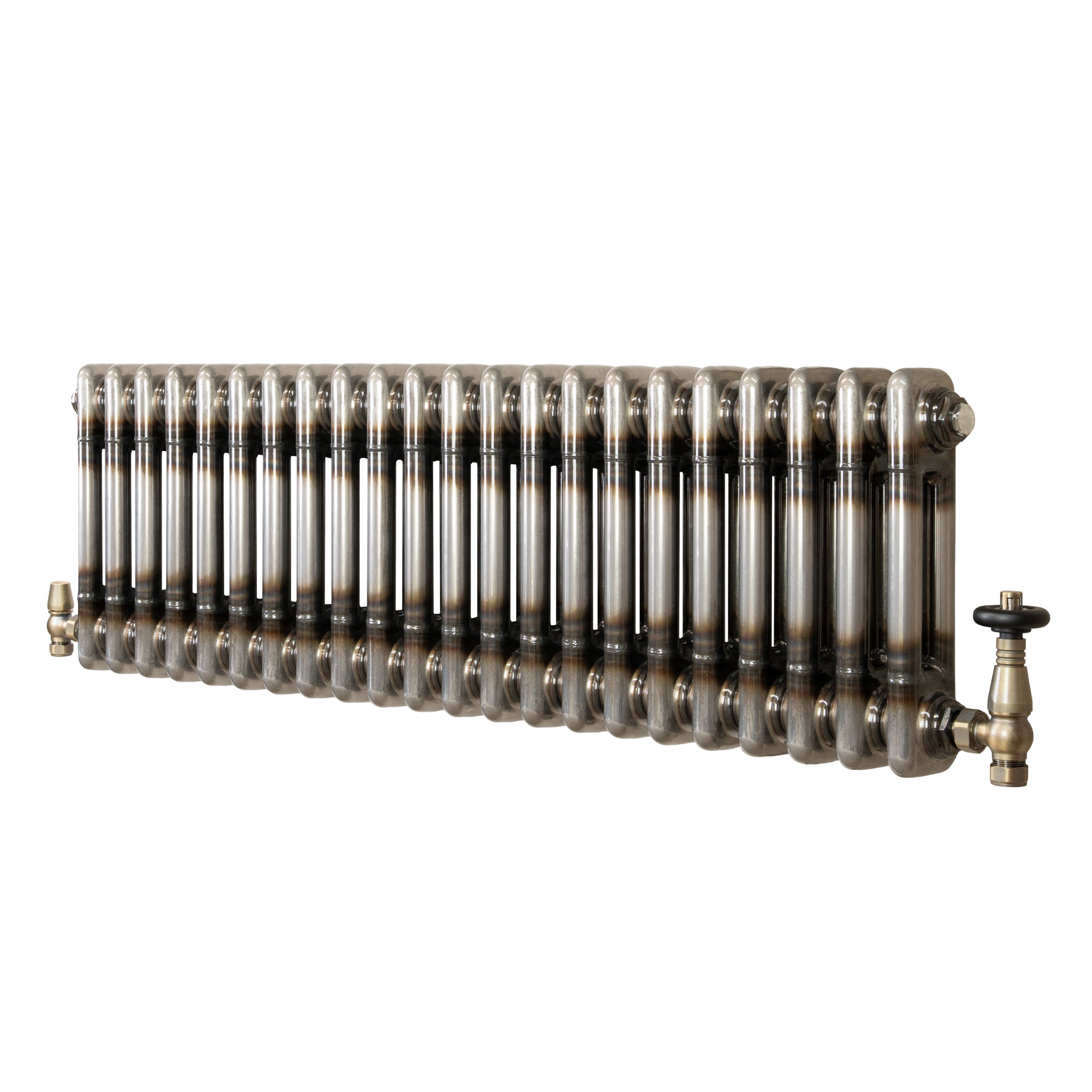 Q-Rax Radiatore 2 Colonne 300x1010 Metallo Grezzo + Valvole