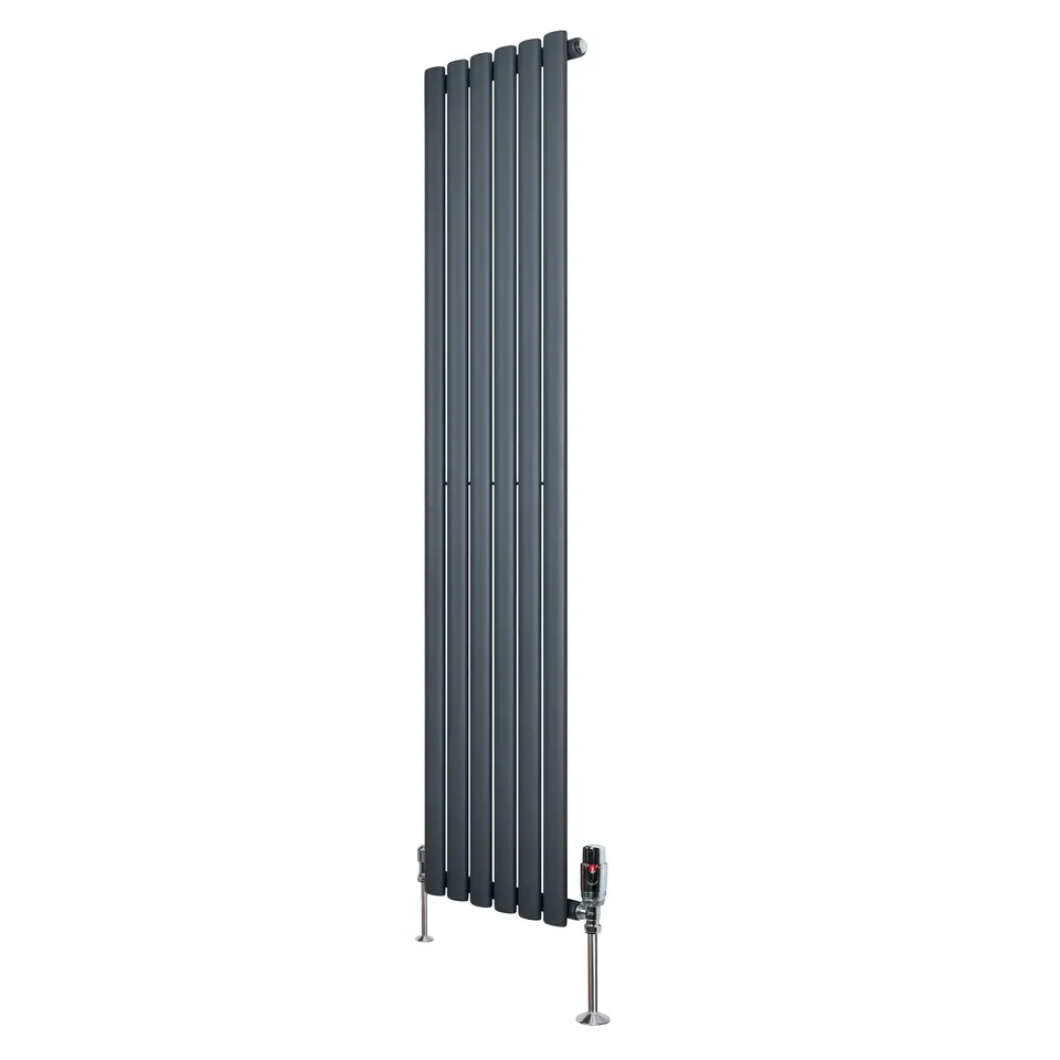 Q-Rax Radiatori Tradizionali Ovale 1600x360 mm Antracite valvole