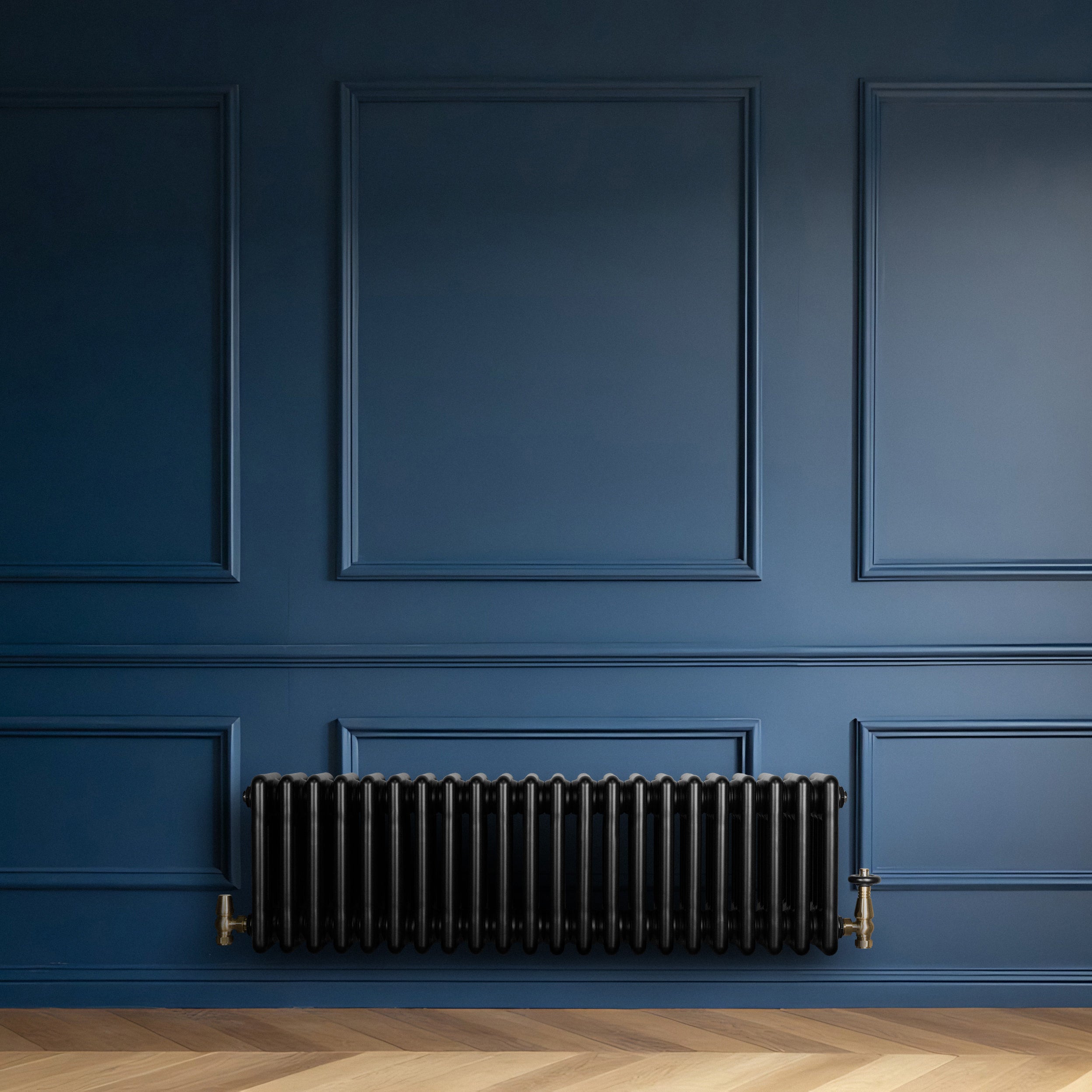 Q-Rax Radiatori Tradizionali 300x1010 radiatore nero 4 colonne + valvole