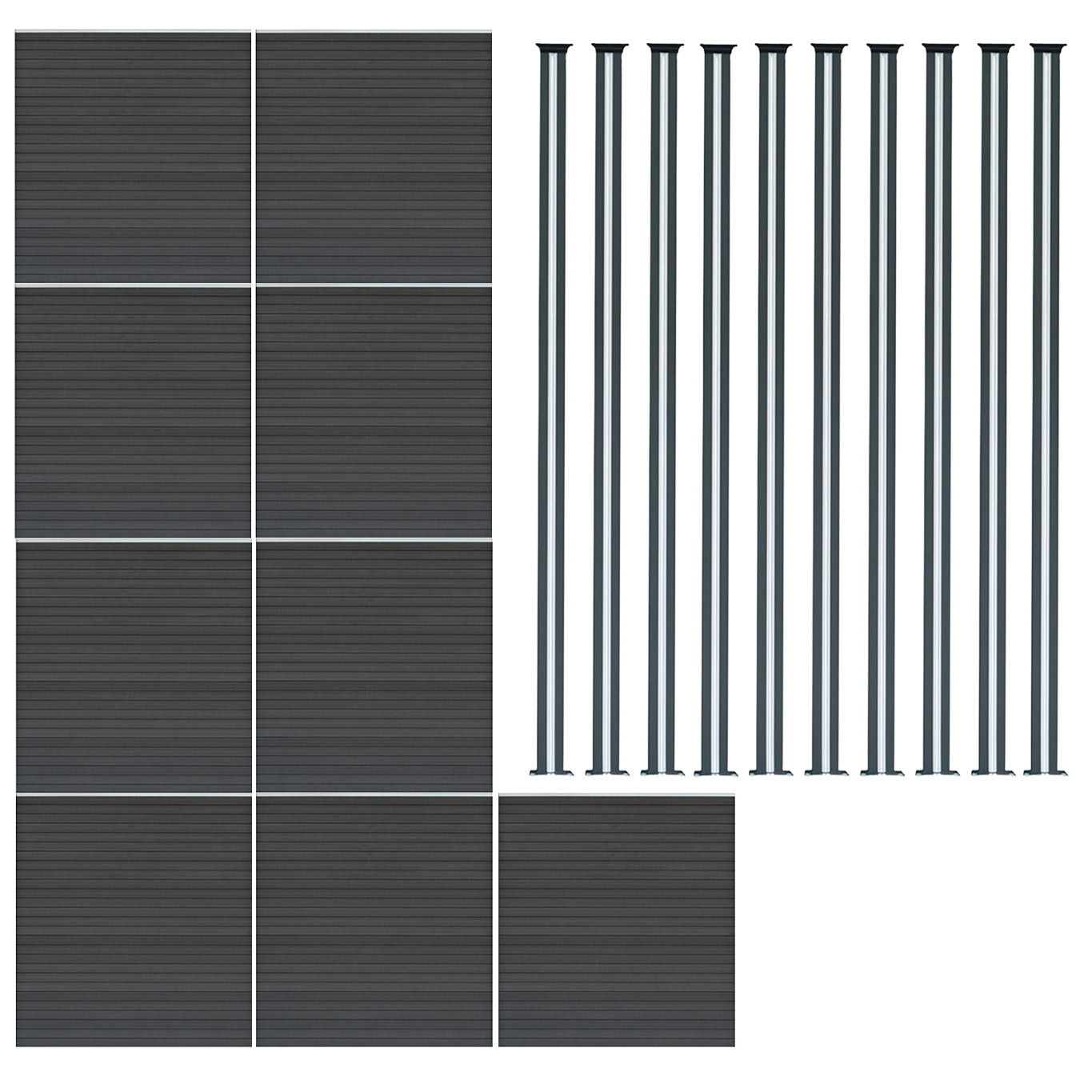 Q-Rax Recinzione 9 Pannelli +10 Pali LED grigio 185 cm
