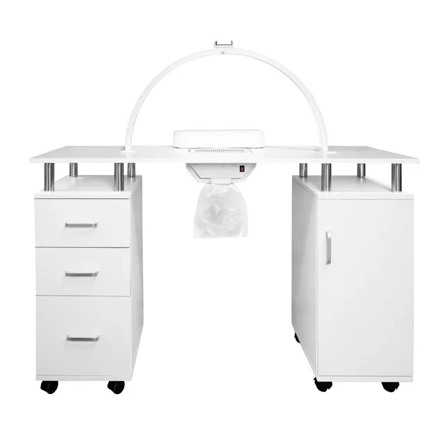 Q-Rax Tavolo Manicure 120cm Bianco con Lampada LED