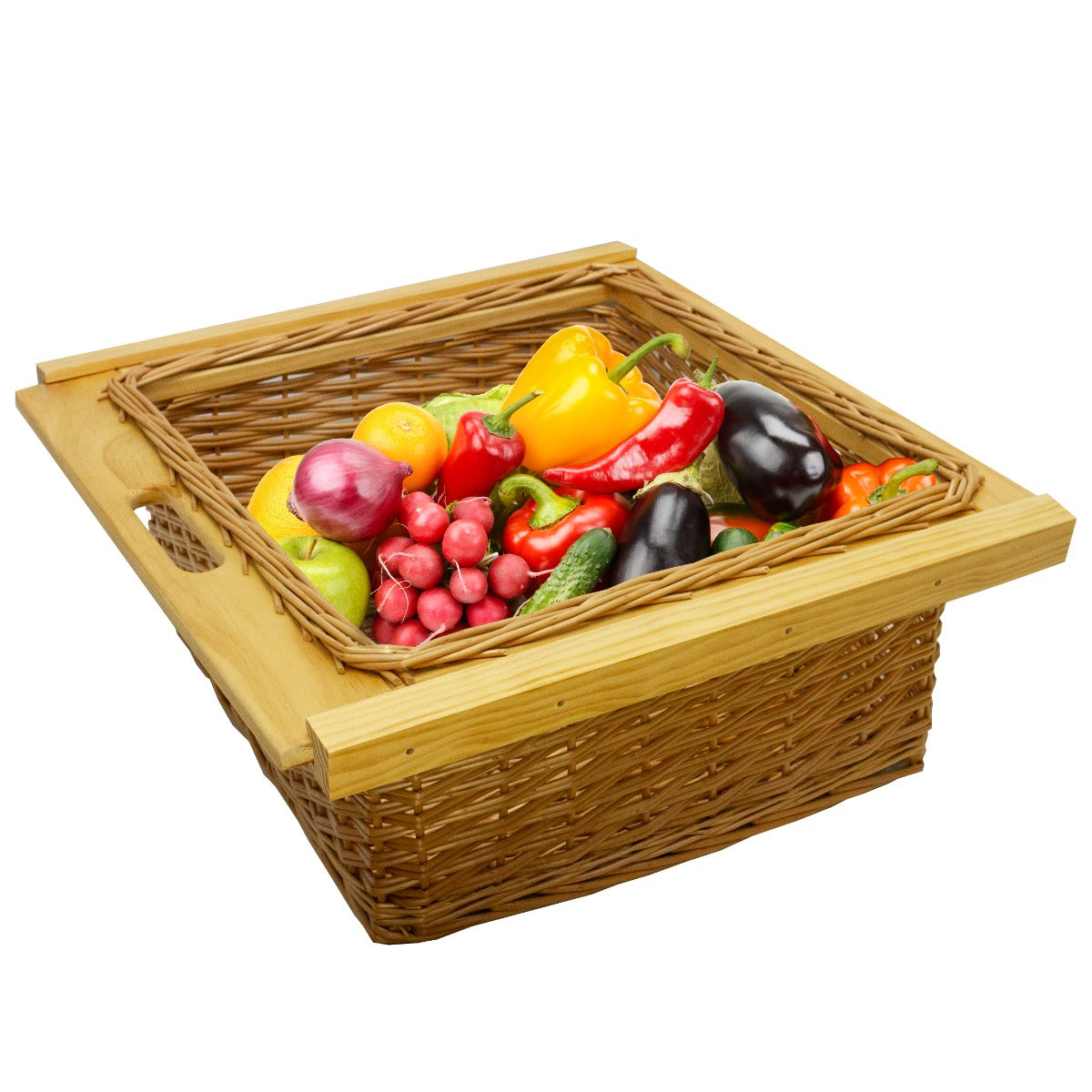 Q-Rax Cestelli Vimini 60cm 2 Cesti Organizer Cucina 10kg Marrone