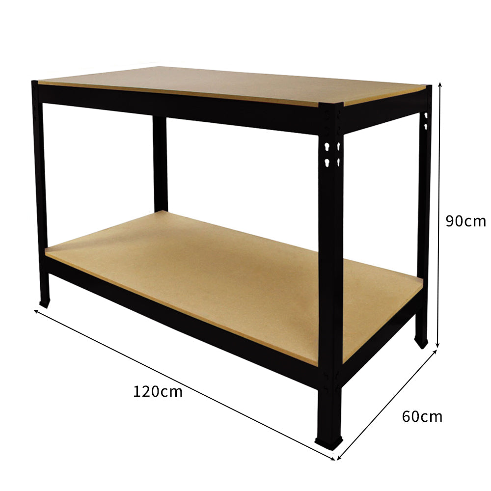 Q-Rax Banco Lavoro Nero 120 cm acciaio MDF 200 kg