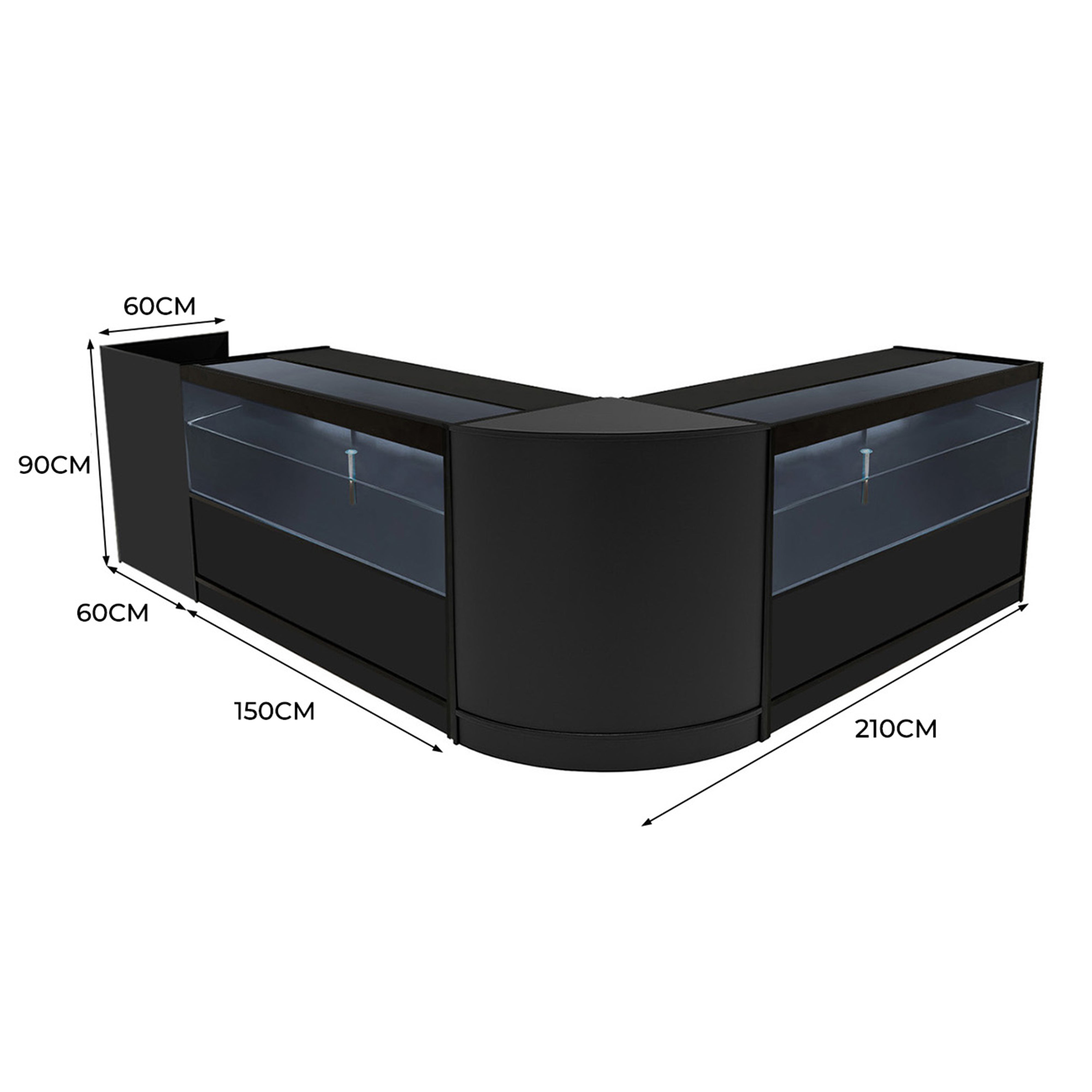 Q-Rax Phoenix Set banconi negozio nero LED C1500 CM60 TB60