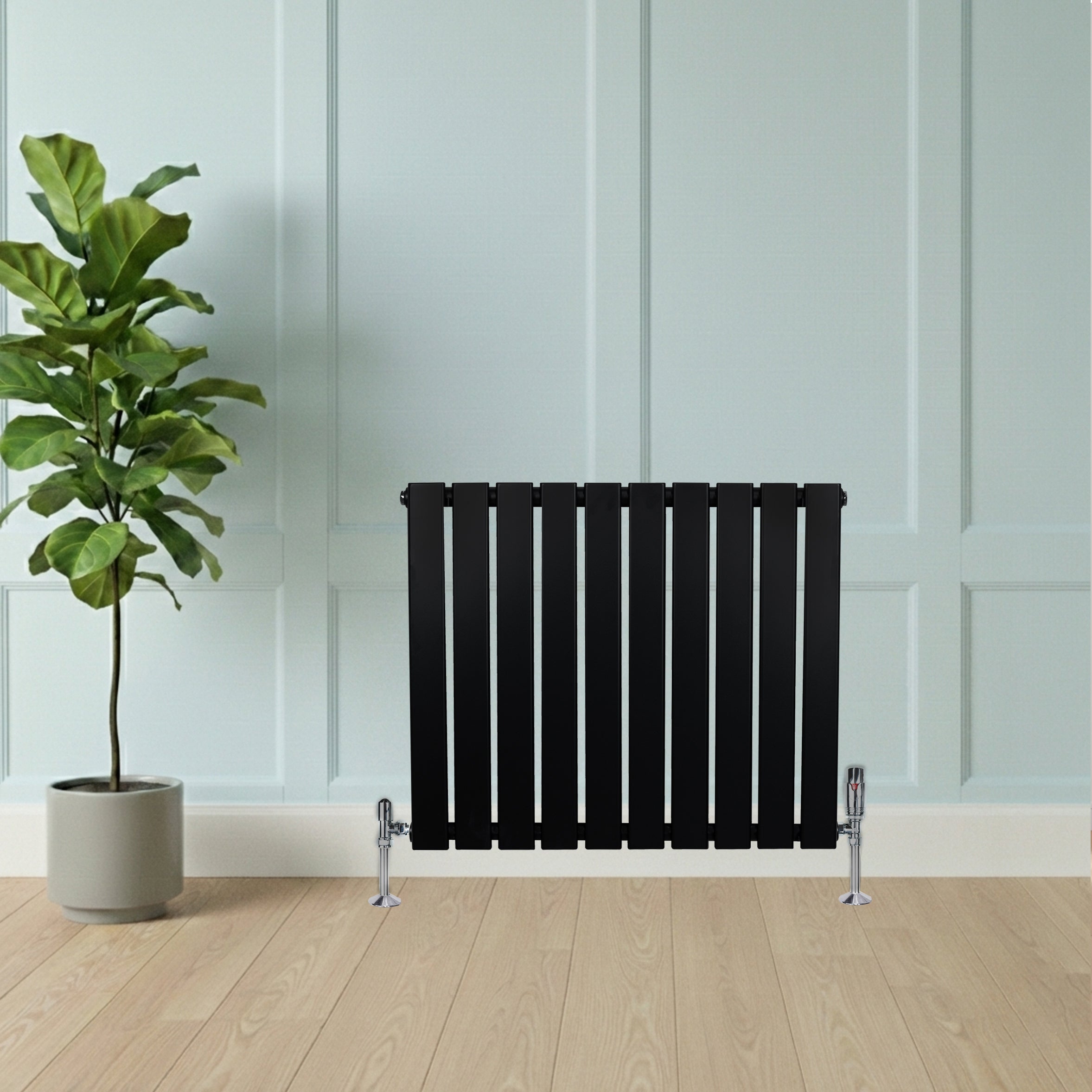 Q-Rax Radiatore Piatto 600x700 mm Nero Monocolonna Valvole