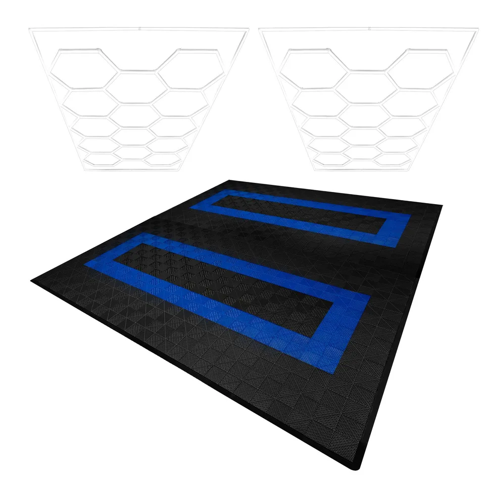 Q-Rax Piastrelle Pavimento Garage Nere Blu 36mq LED