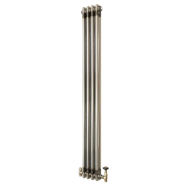 Q-Rax Radiatore 2 Colonne 1500x200 mm Metallo Grezzo Valvole