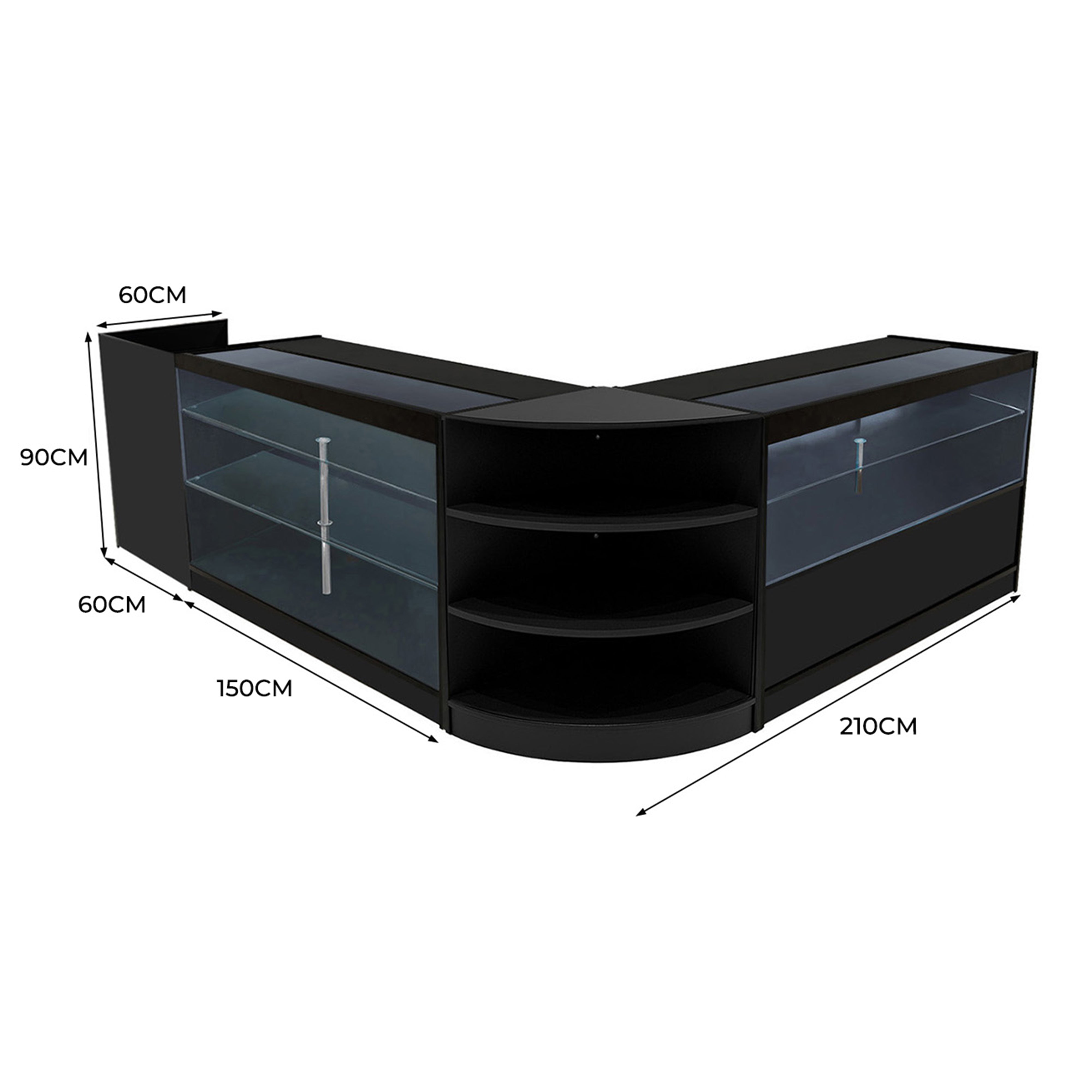 Q-Rax Set Banconi Theia LED Neri K1500 C1500 TB60 LM60 Vetro