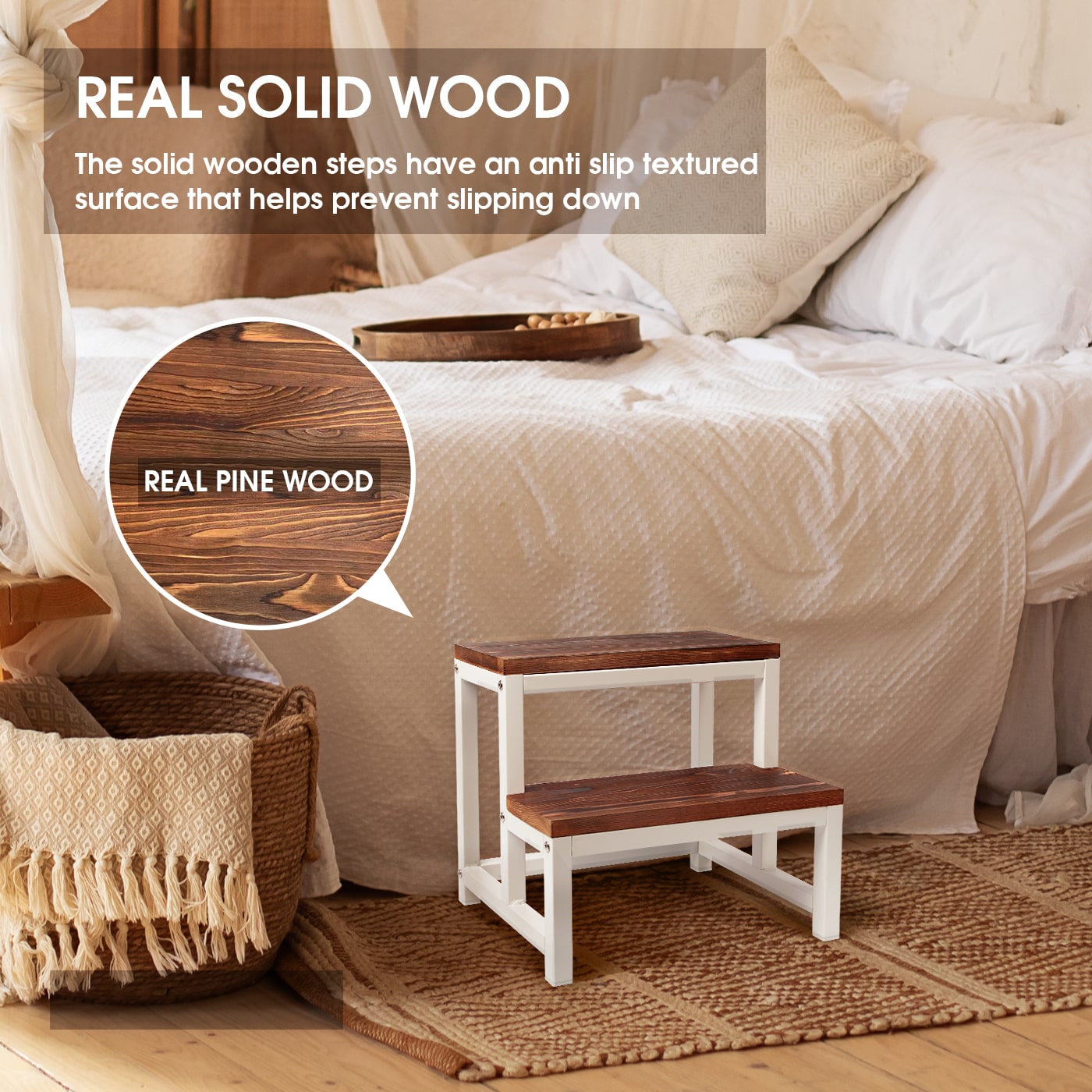 Jackcube Design Living Room sgabello 2 gradini bianco legno