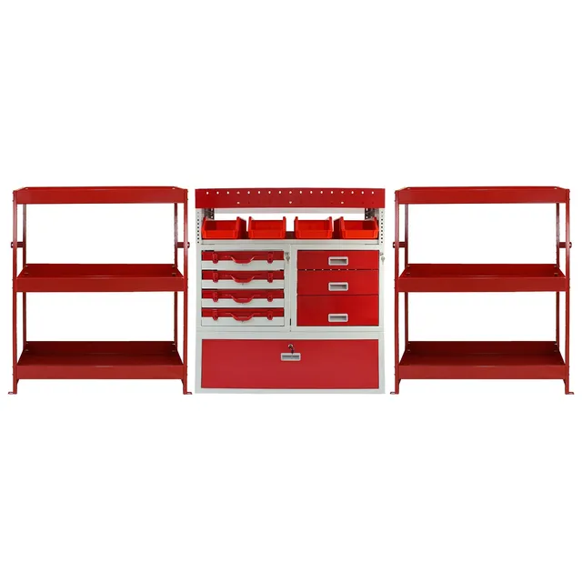 Q-Rax Scaffali da Garage Set Flame scaffalatura furgone acciaio rosso