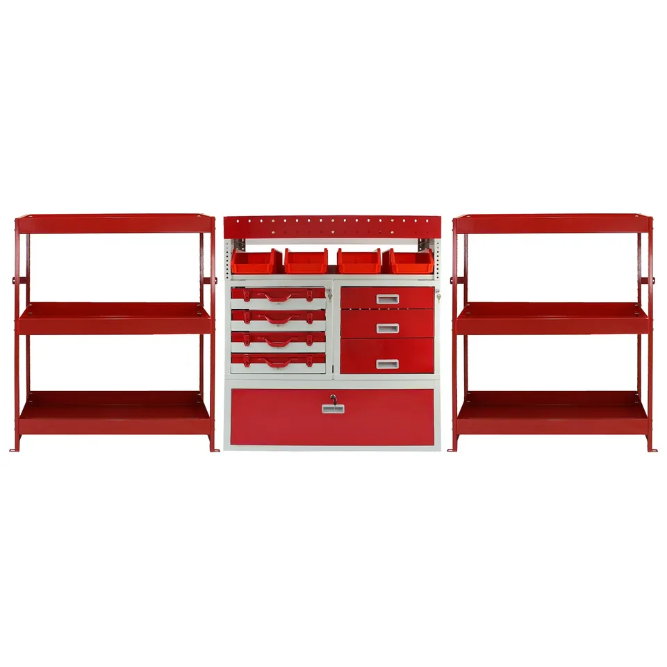 Q-Rax Scaffali da Garage Set Flame scaffalatura furgone acciaio rosso