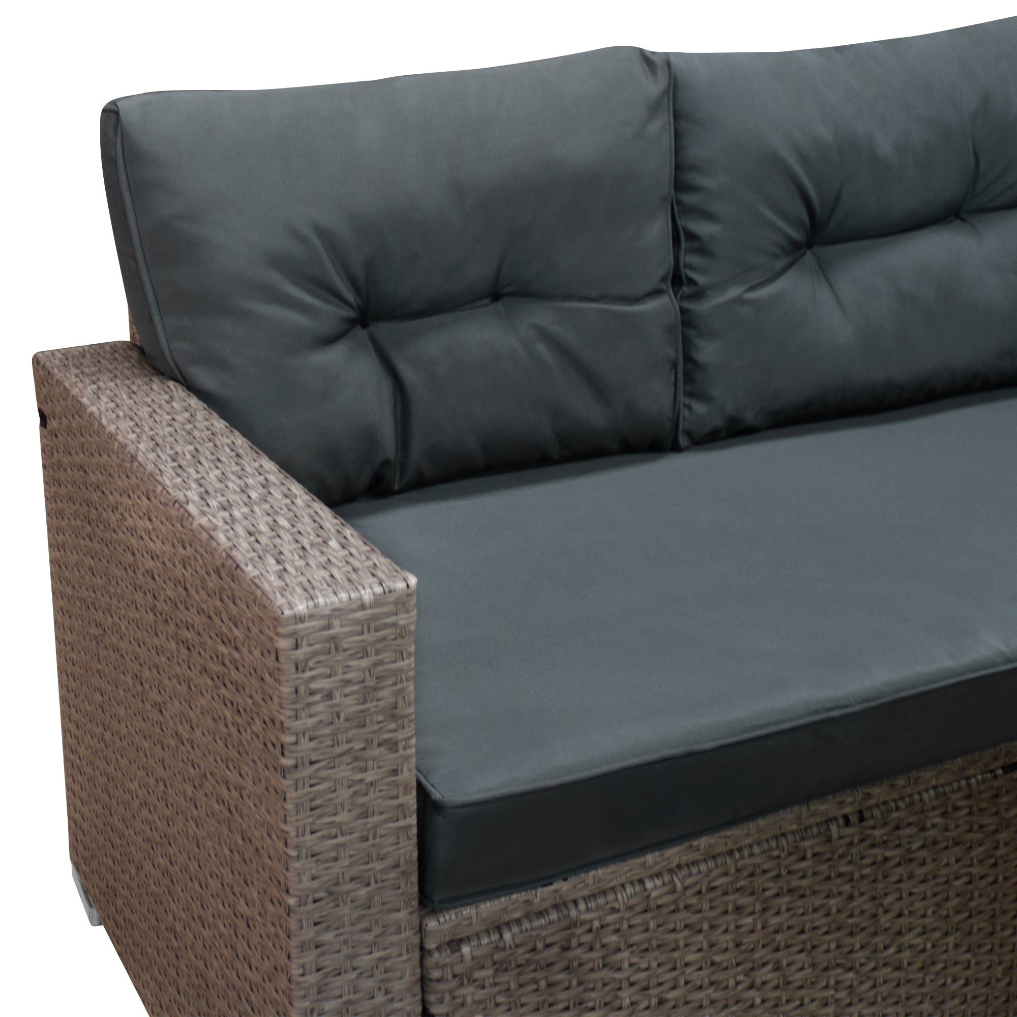 Q-Rax Set Salotto Giardino Rattan 9 Posti Grigio con Copertura
