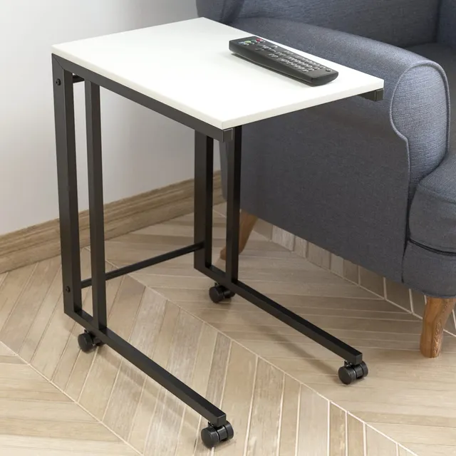 Jackcube Design Living Room tavolino a C bianco con rotelle
