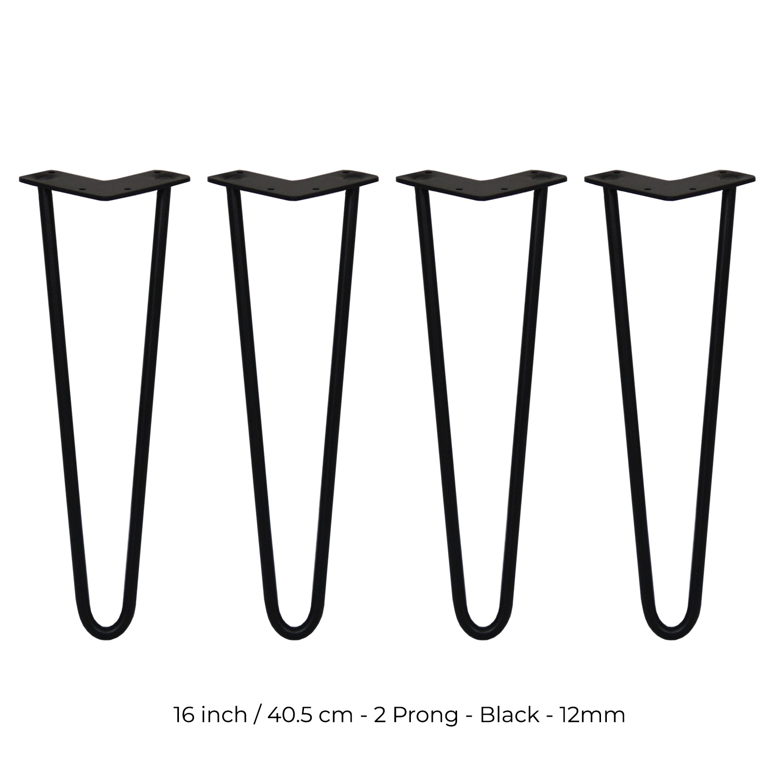 Q-Rax Gambe Tavolo a Forcina 40,6cm Nero 12mm 2 Rebbi 4pz