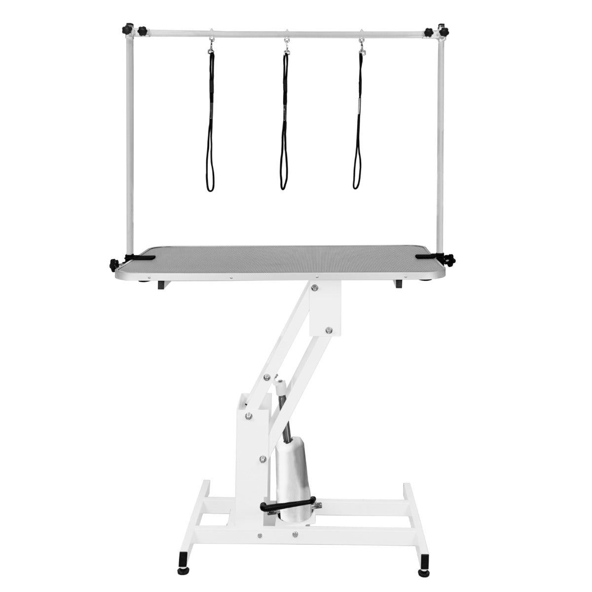 Q-Rax Tavolo Toelettatura Idraulico 106x61 Bianco Piano Grigio 180kg