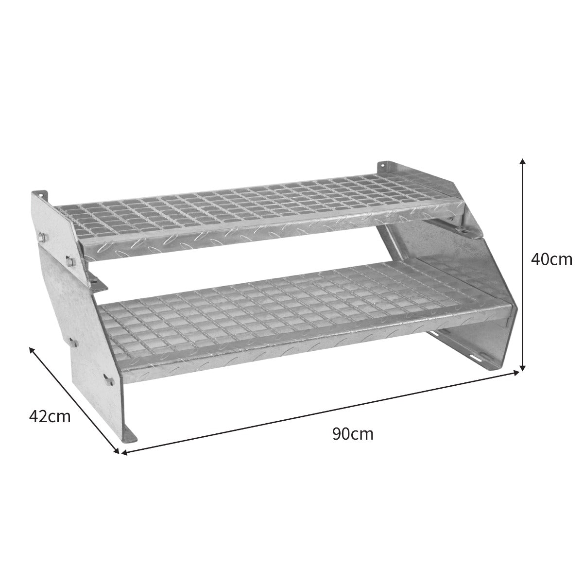 Q-Rax Scala Zincata 2 Gradini Regolabile 900mm Acciaio