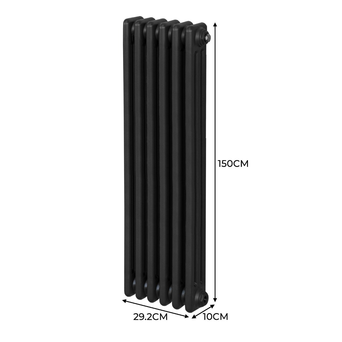 Q-Rax Tradizionali 1500x292 Termosifone 3 Colonne Nero
