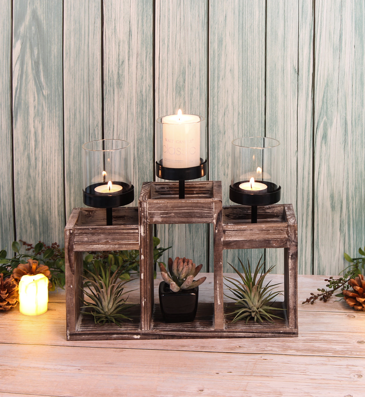 Jackcube Design Wall Décor Portacandele Legno 3 Vetri