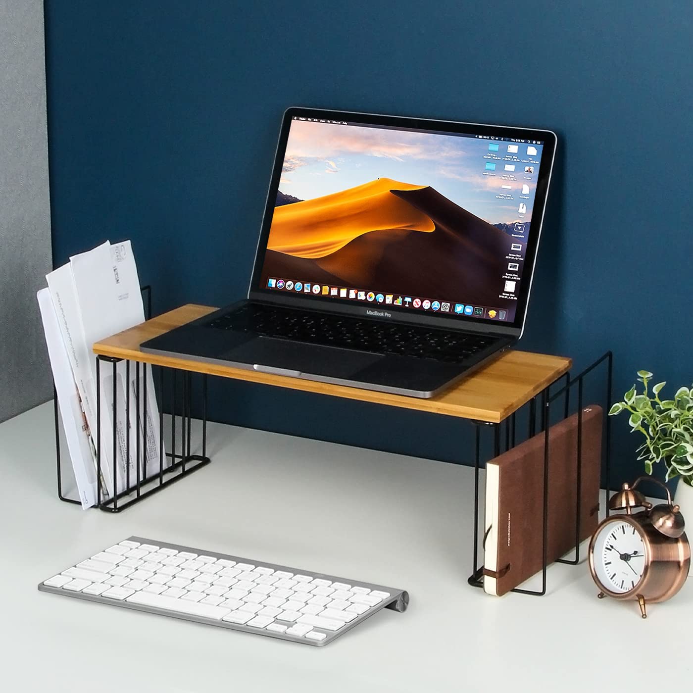 Jackcube Design Supporto Monitor Bambù con 2 Tasche Laterali