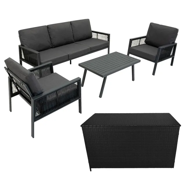 Q-Rax Set da Giardino alluminio 4 pezzi antracite cuscini