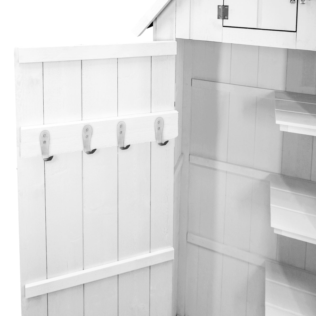 Q-Rax Casetta Capanno Giardino Legno Bianco con Mensole