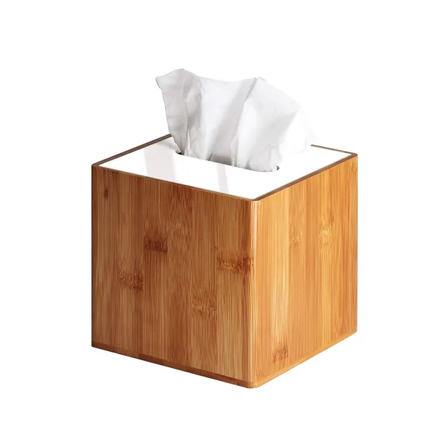 Jackcube Design Living Room Portafazzoletti Bambù Bianco Quadrato