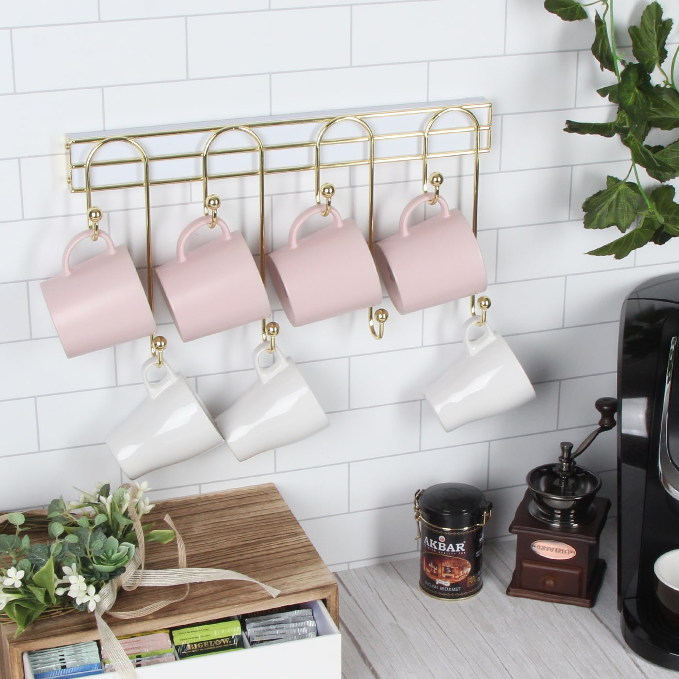 Jackcube Kitchen Portatazze Parete Oro 8 Ganci Metallo