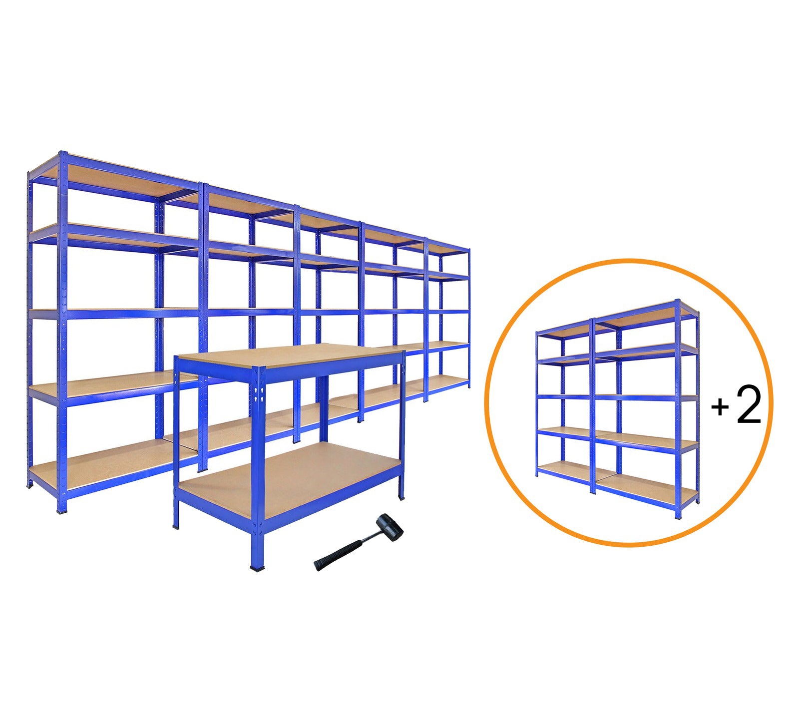 Q-Rax T-Rax Scaffale Garage Blu 75cm 90cm + Banco