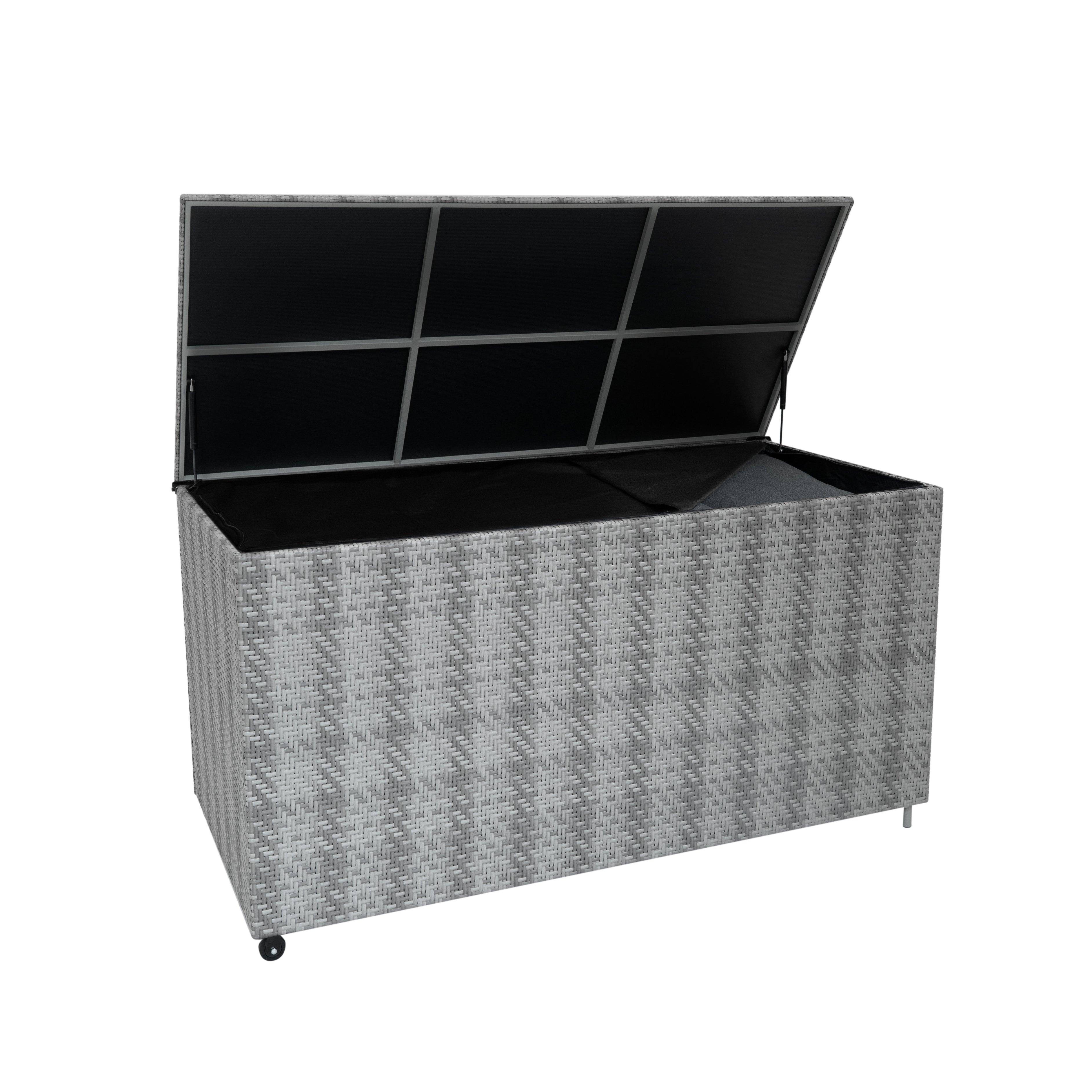 Q-Rax 700L baule rattan grigio cuscini esterno