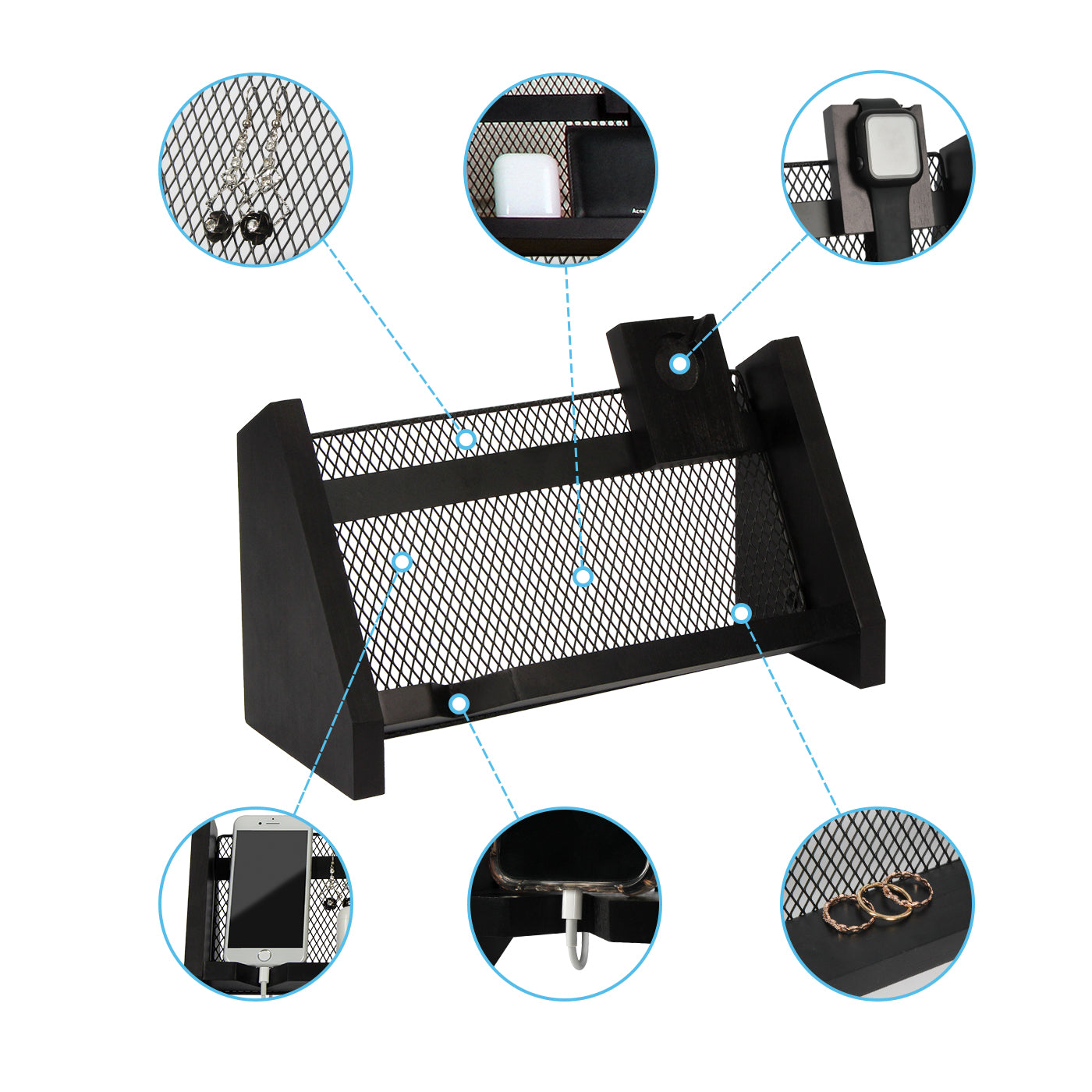 Jackcube Design Home Office docking station legno nero rete metallica