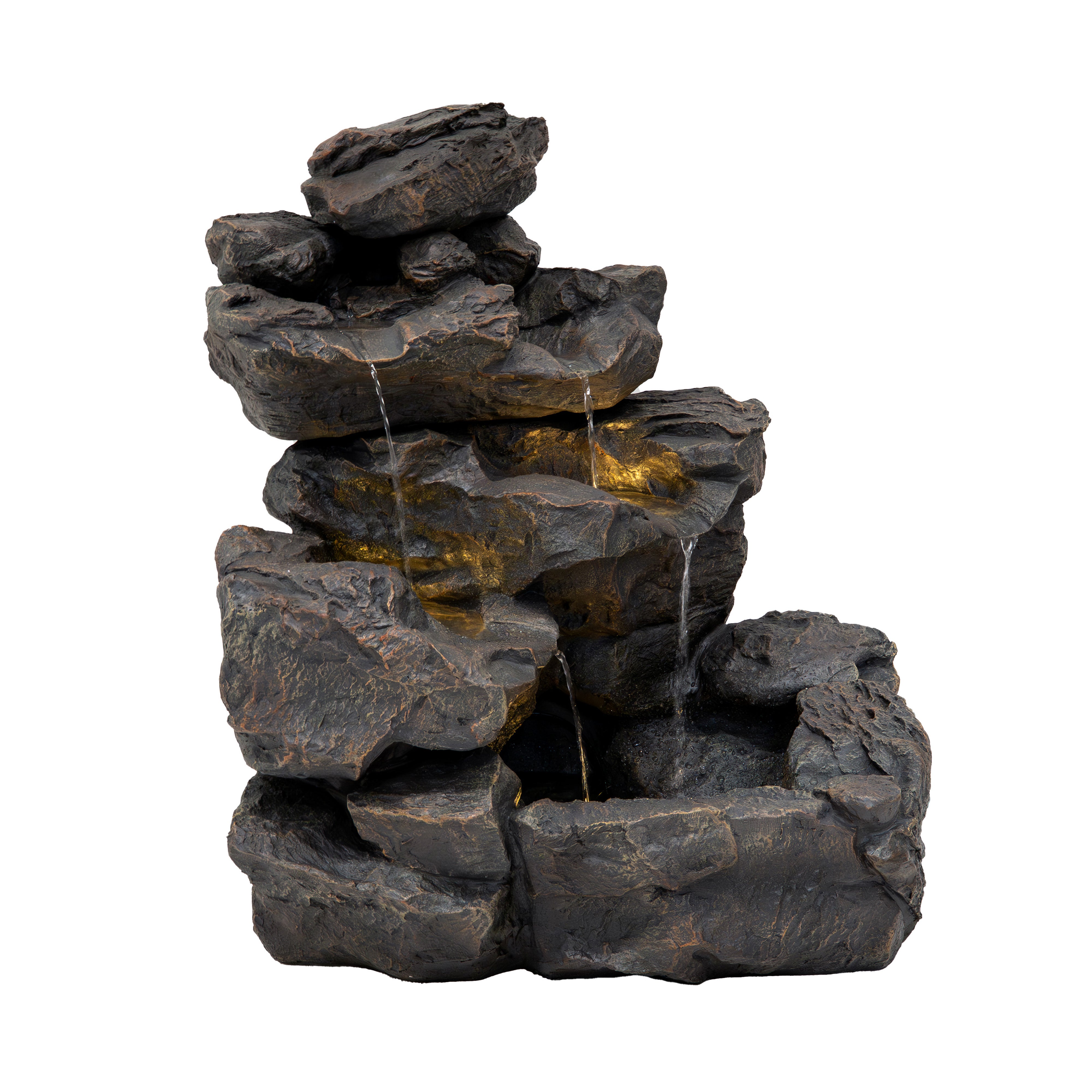 Q-Rax Rustic Rapids Fontana Elettrica Roccia LED Poliresina Esterno