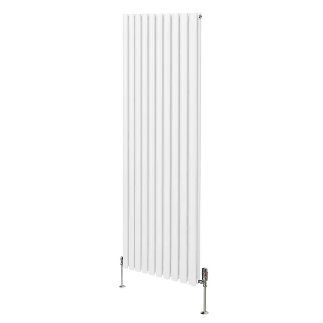 Q-Rax Radiatore Colonna Ovale 1800x600 Bianco con Valvole TRV