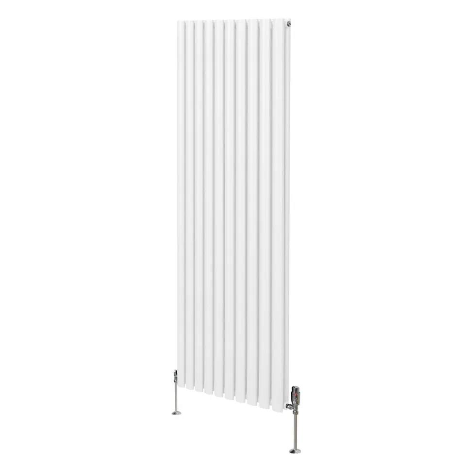 Q-Rax Radiatore Colonna Ovale 1800x600 Bianco con Valvole TRV