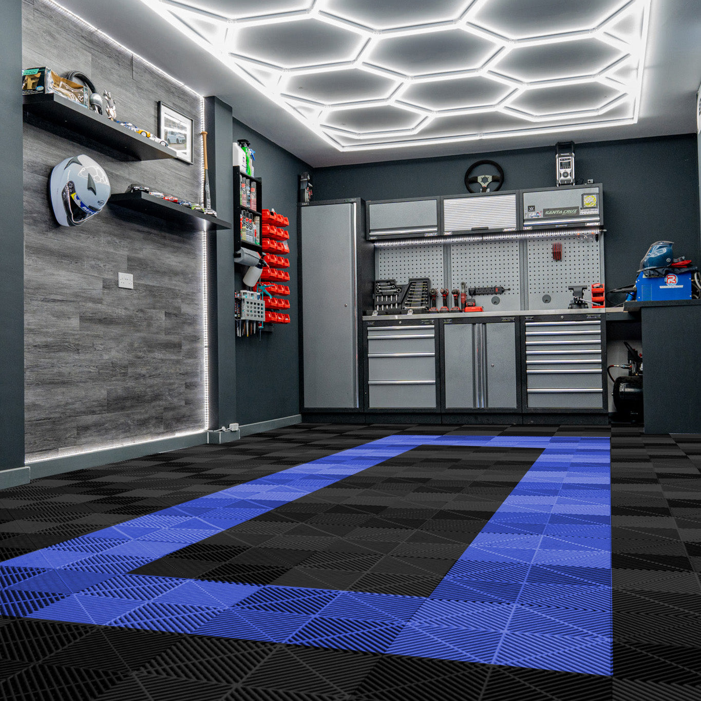 Q-Rax Piastrelle Ventilate 3,2x6 m pavimento garage nero blu 120 pz