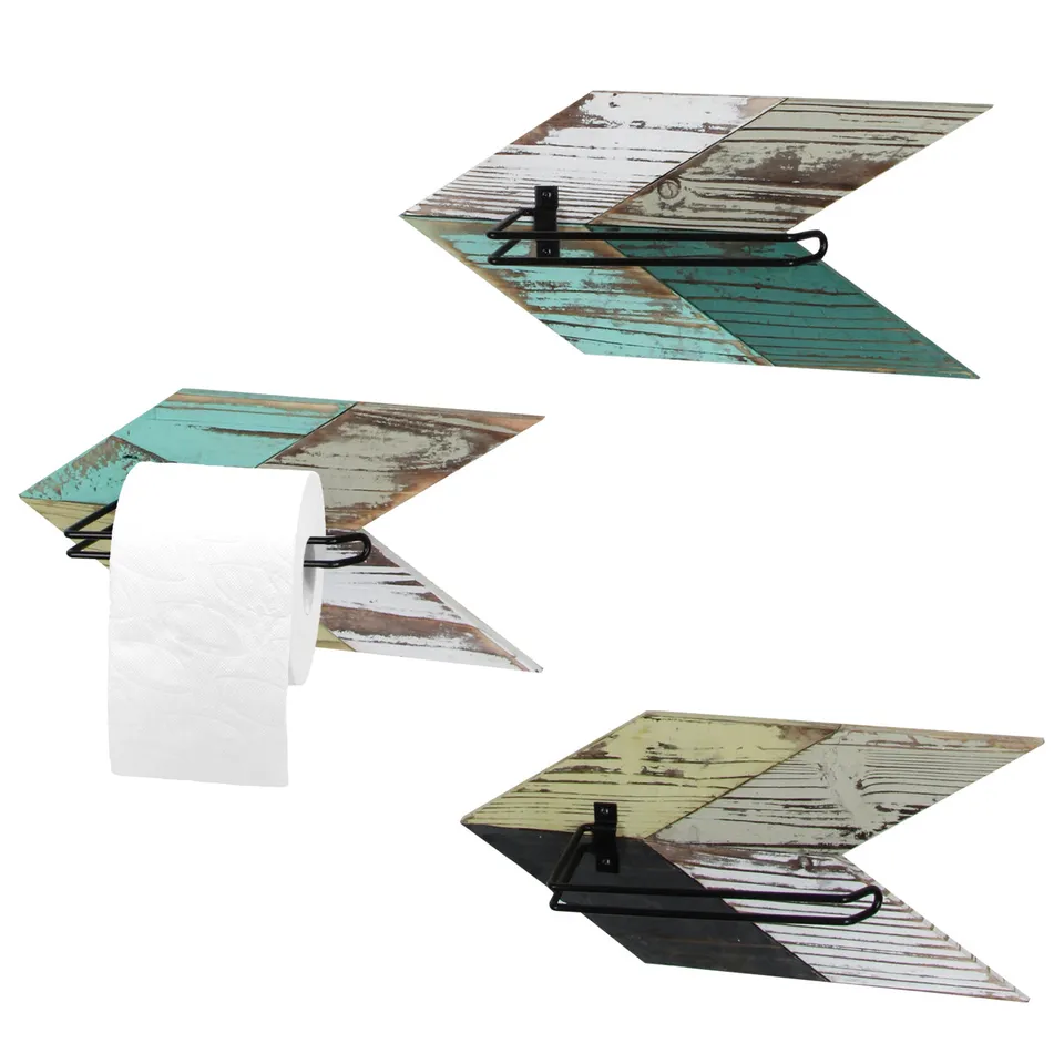 JackCube Design Bathroom Portacarta Igienica Freccia Legno 3 Pezzi