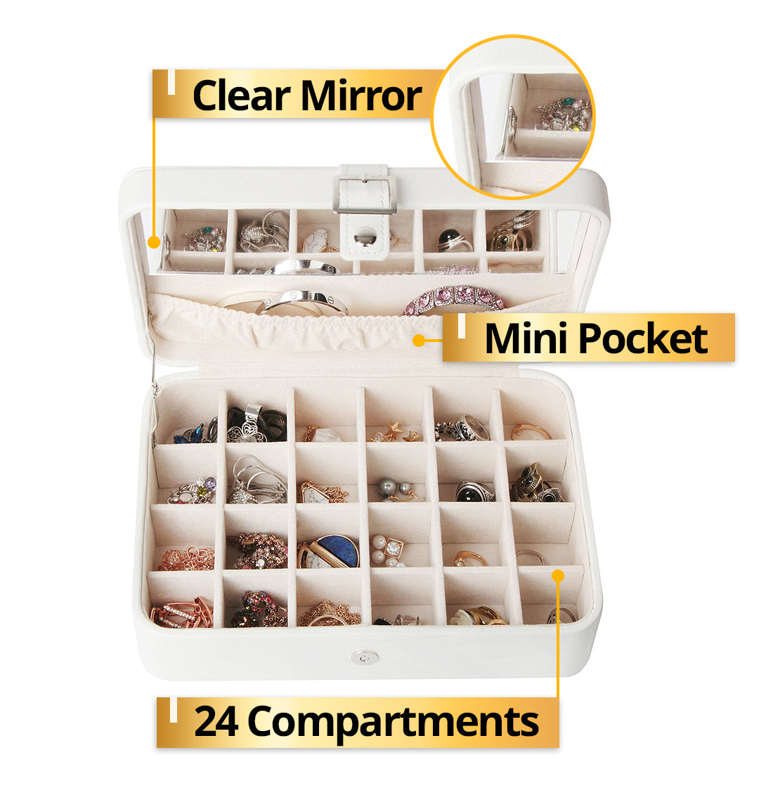 Jackcube Makeup Jewelry Box Portagioie Avorio 24 Scomparti