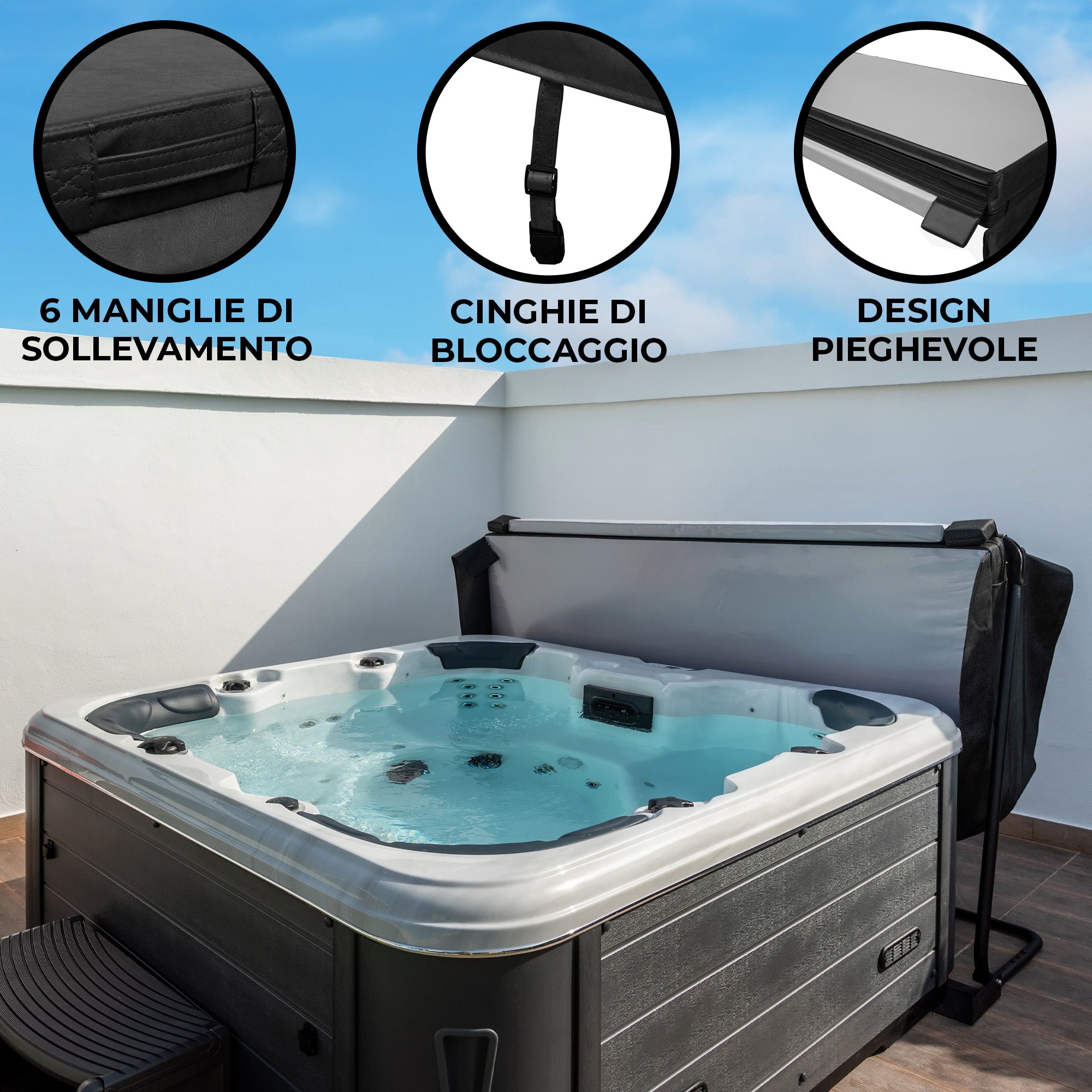 Q-Rax Accessori casa copertura idromassaggio nera 2,2m