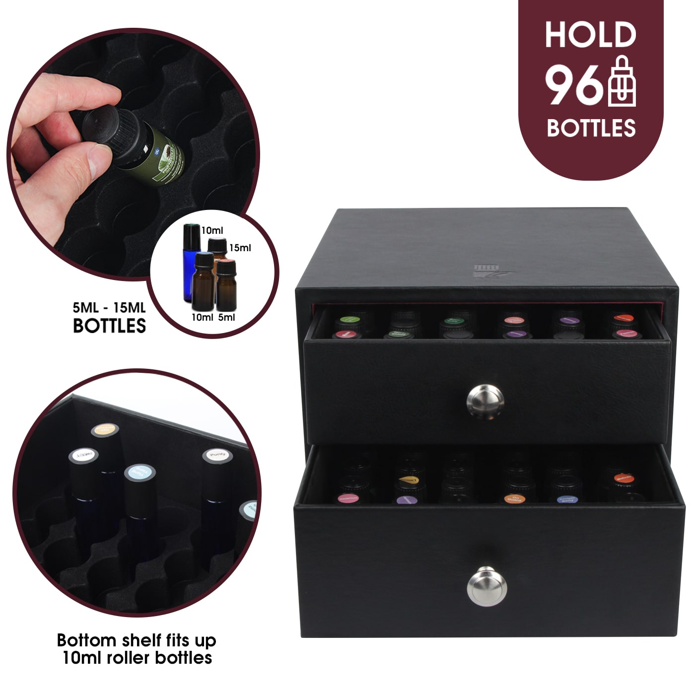 Jackcube Design Scatola Porta Oli Essenziali 96 Boccette 2 Cassetti