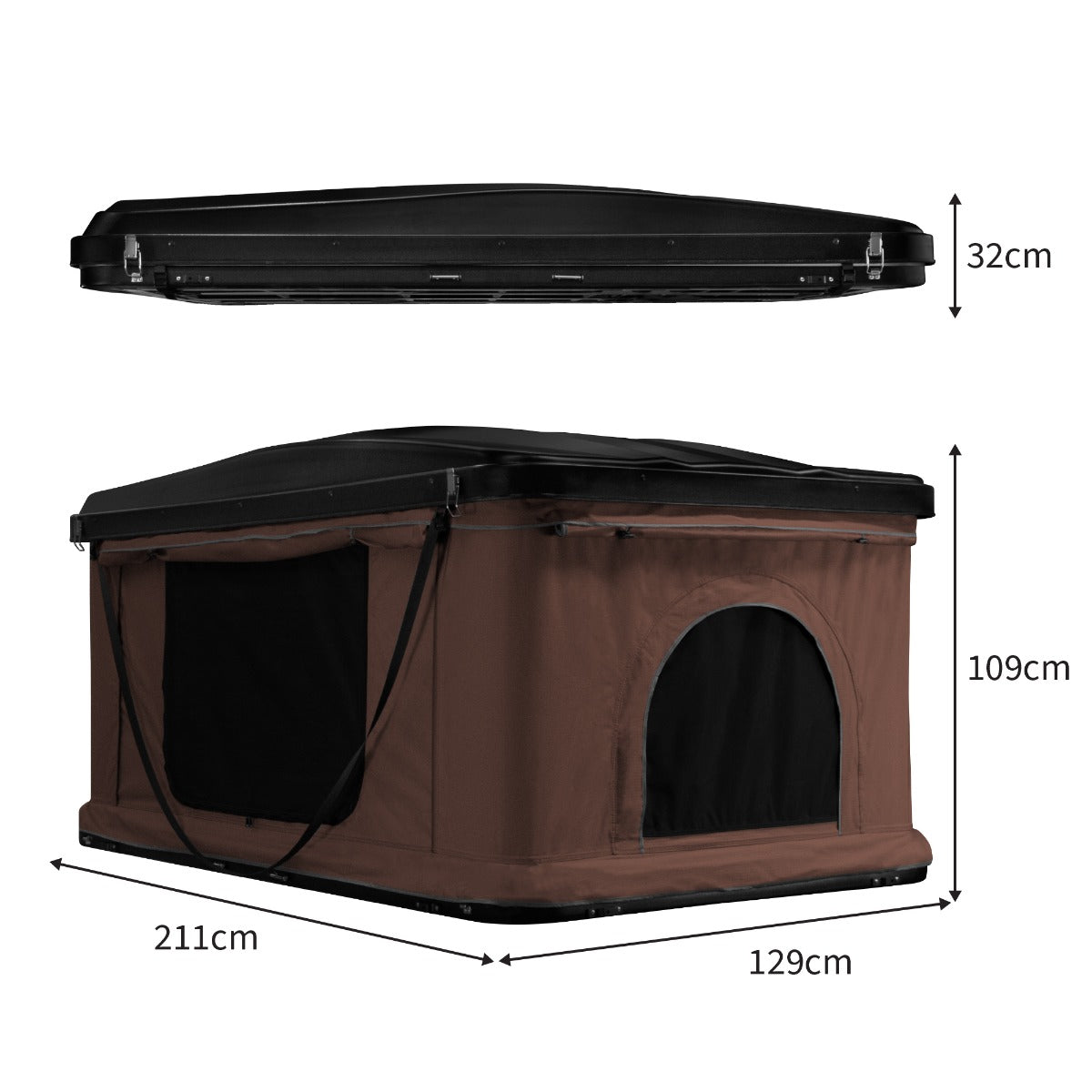Q-Rax Tenda da Tetto Auto Guscio Rigido marrone impermeabile 3000mm