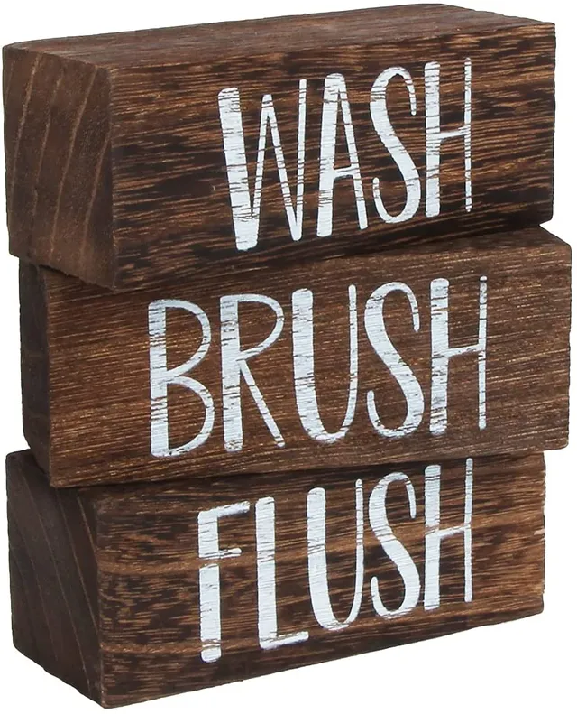 Jackcube Design Bathroom Wash Brush Flush scatola bagno legno 3 pezzi