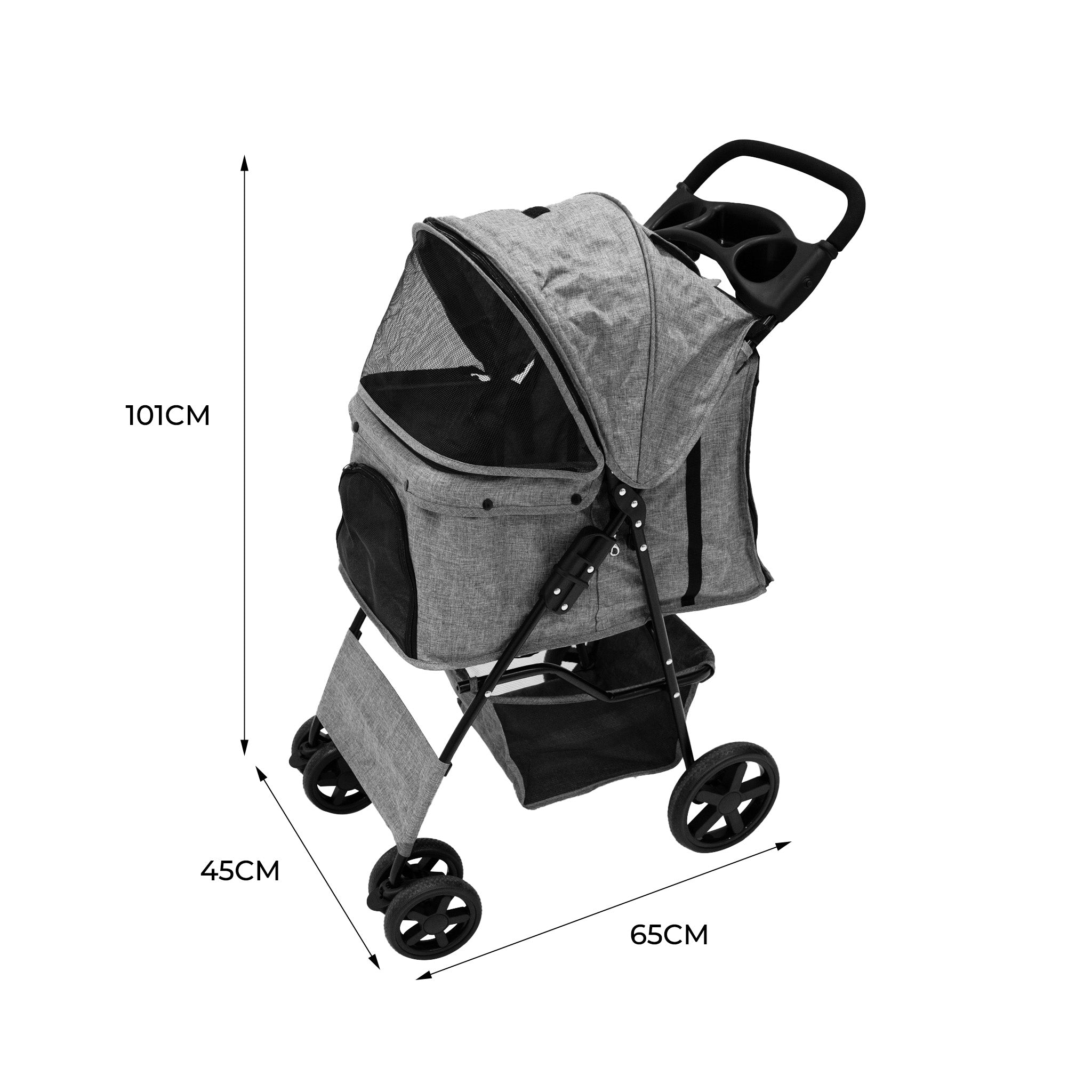 Q-Rax Passeggino per Animali Grigio Antipioggia 15 kg