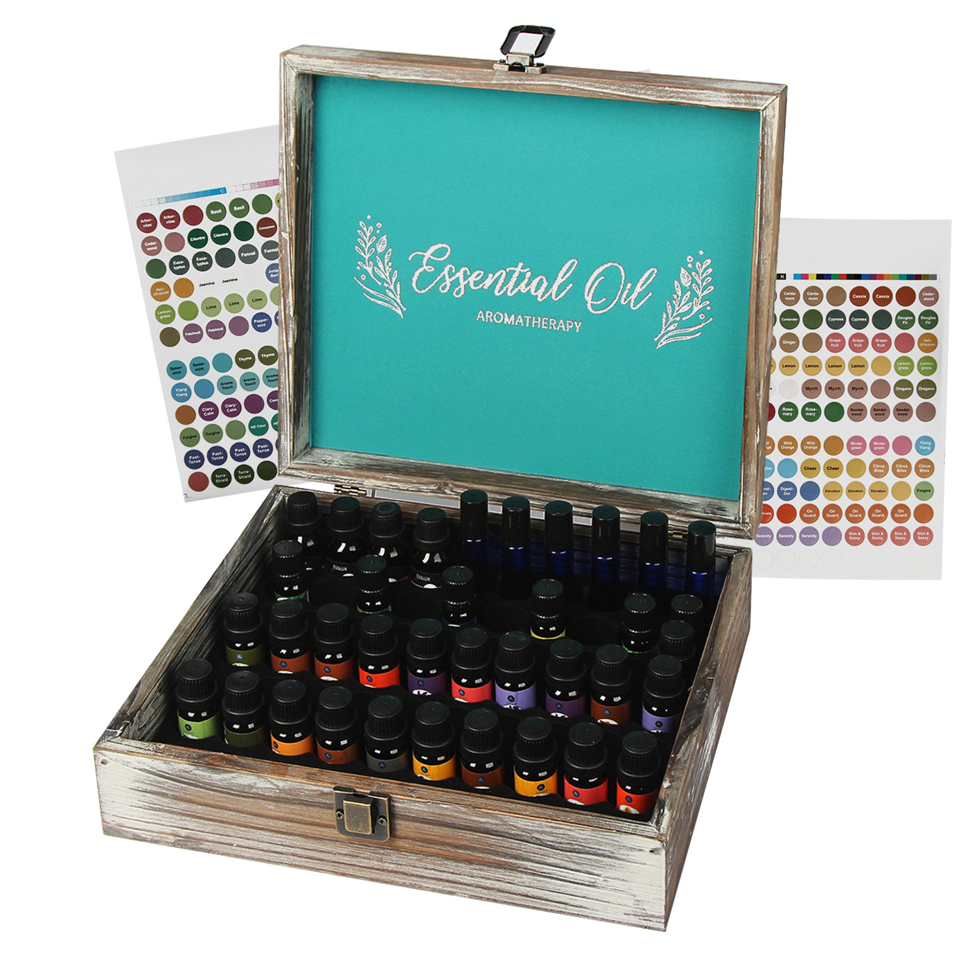 Jackcube Design Box Oli Essenziali Legno 70 Posti con Etichette
