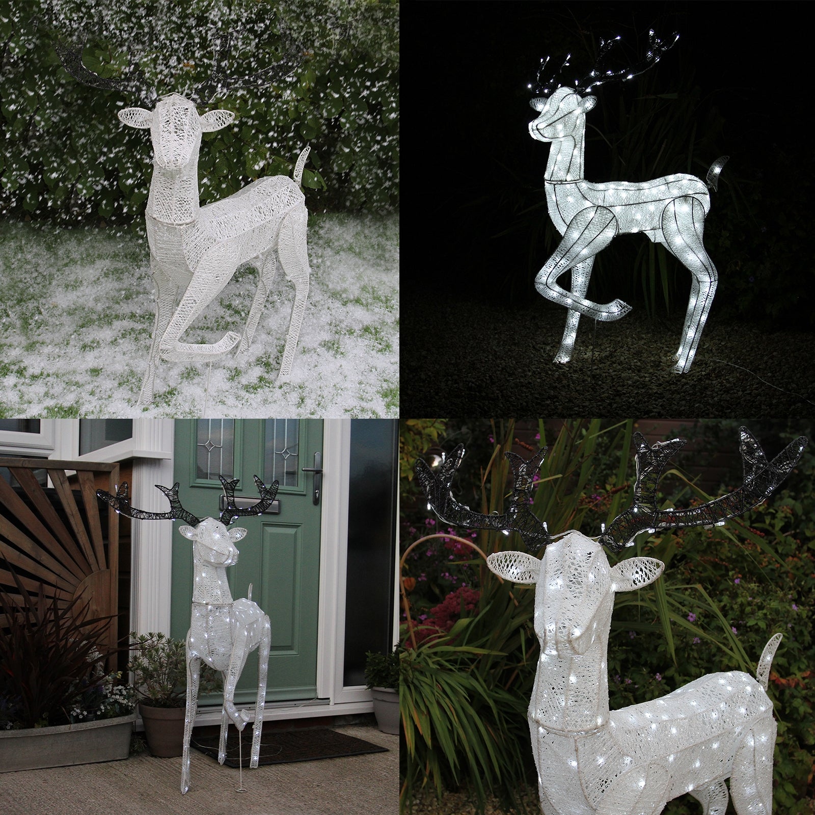 Q-Rax Renna di Natale Luminosa Maschio Bianca 120 cm LED