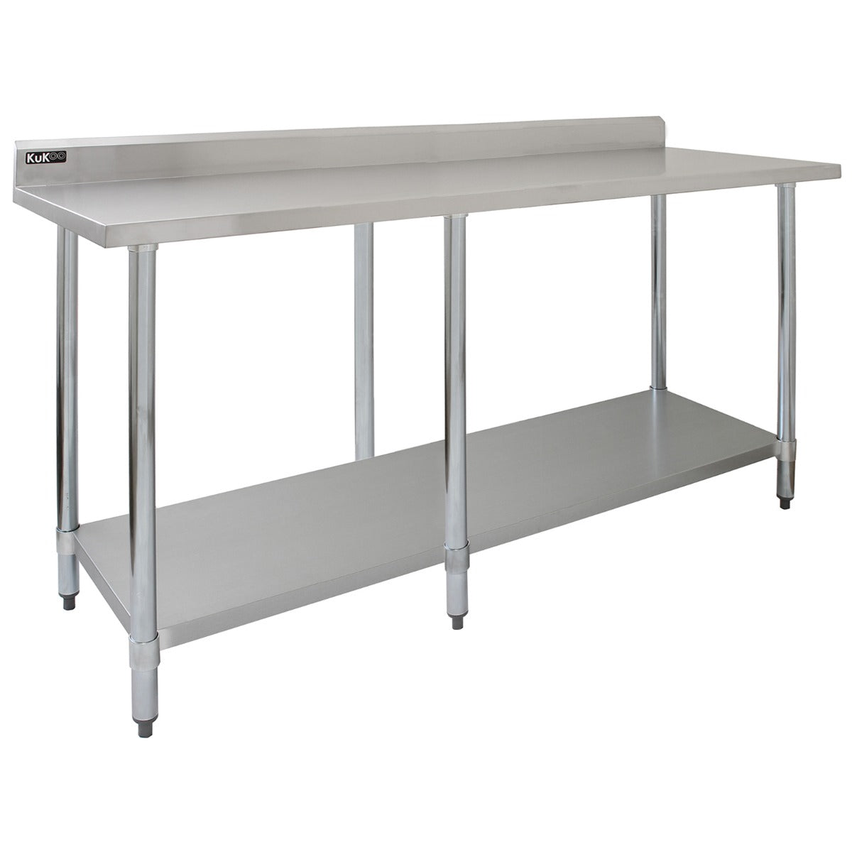 Q-Rax Tavolo Inox Cucina 210x60x90 cm 250 Kg con Alzatina